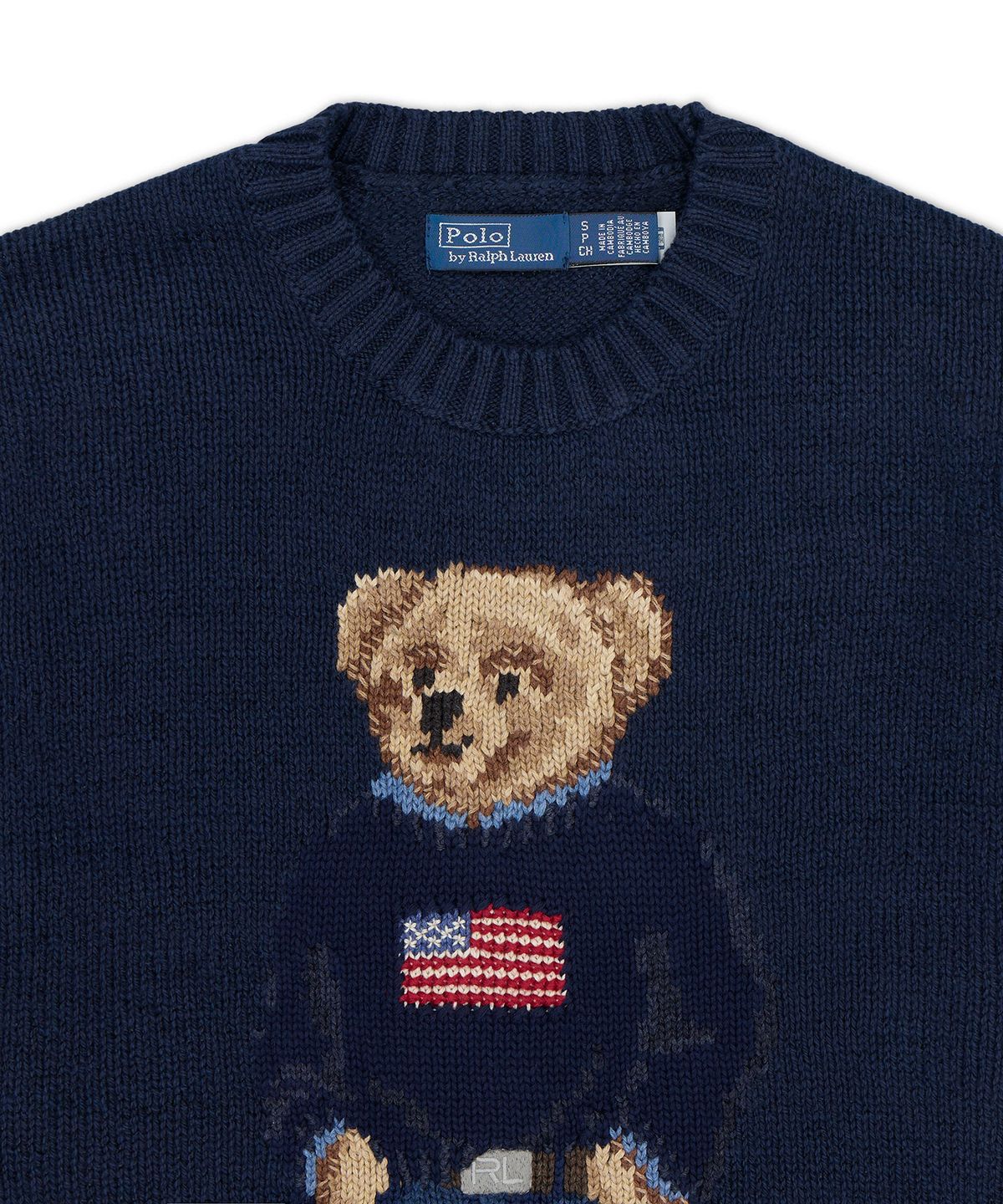 폴로 랄프 로렌(POLO RALPH LAUREN) 폴로 베어 코튼 리넨 스웨터-네이비
