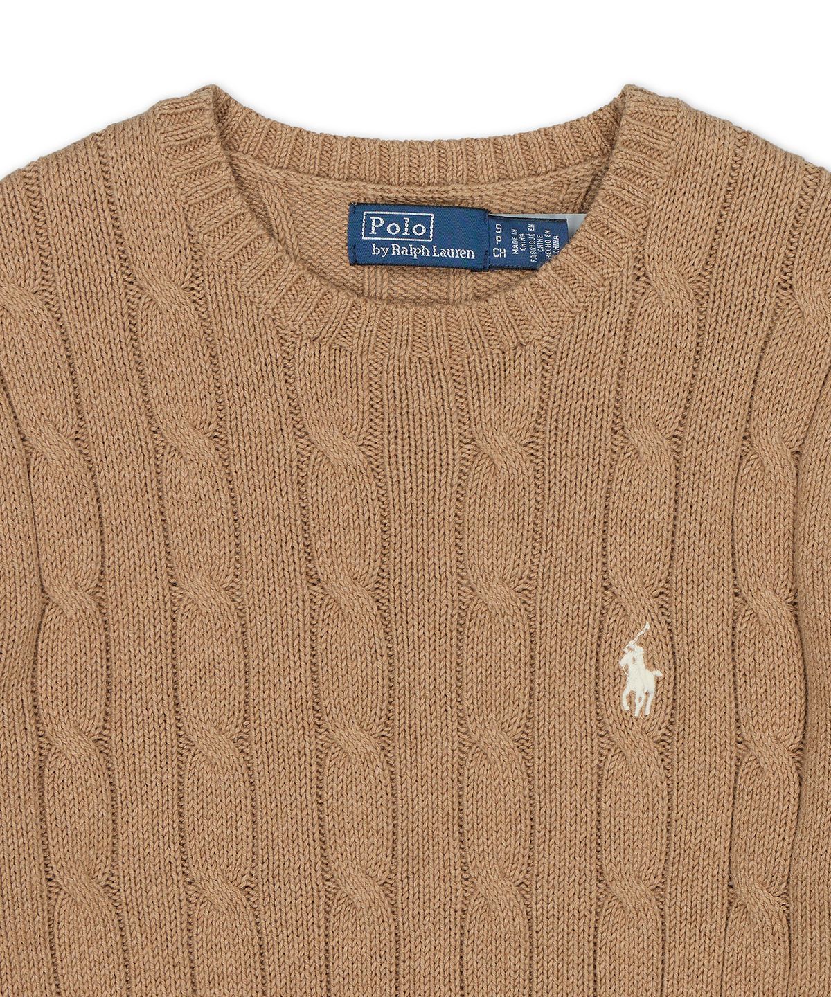 폴로 랄프 로렌(POLO RALPH LAUREN) 케이블 니트 코튼 크루넥 스웨터-미디움 베이지