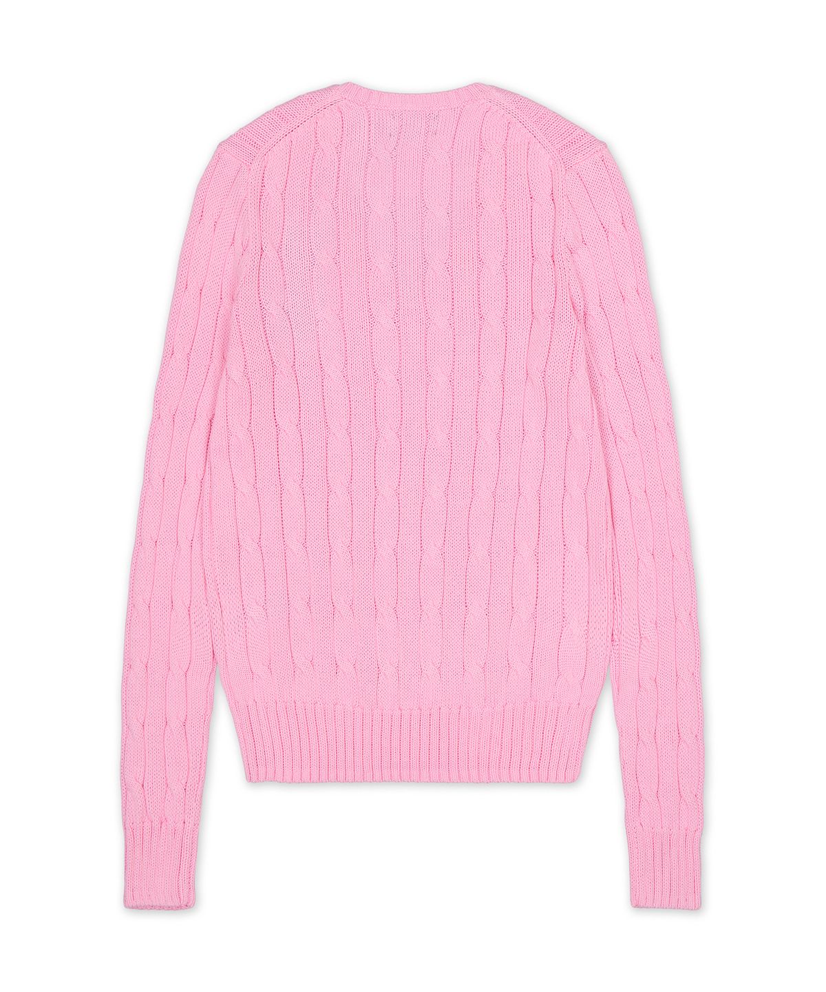 폴로 랄프 로렌(POLO RALPH LAUREN) 케이블 니트 코튼 브이넥 스웨터-핑크