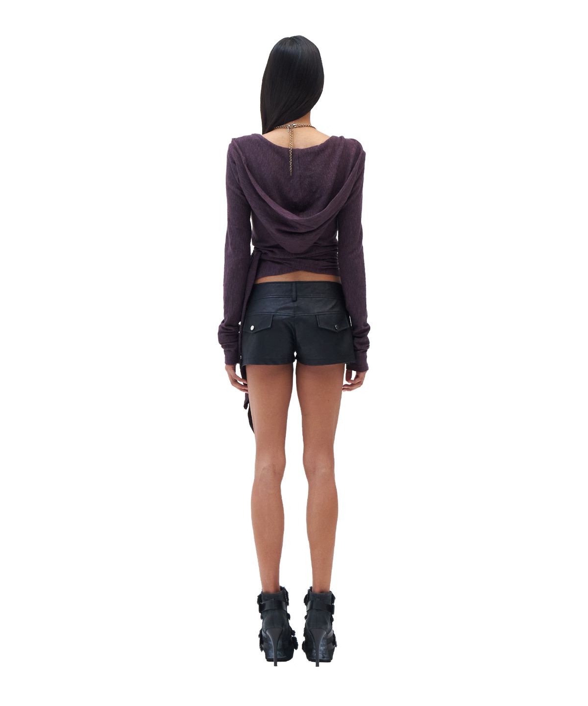 힐다(HILLDA) Layered Wrap Hood Top [Purple]