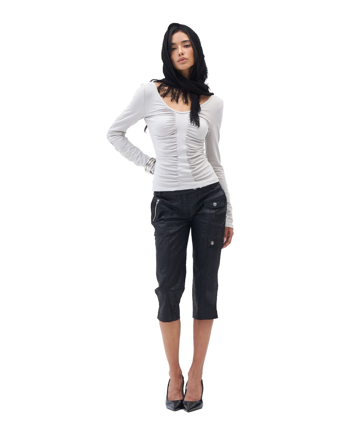 힐다(HILLDA) Gathered Long Sleeve [Beige]