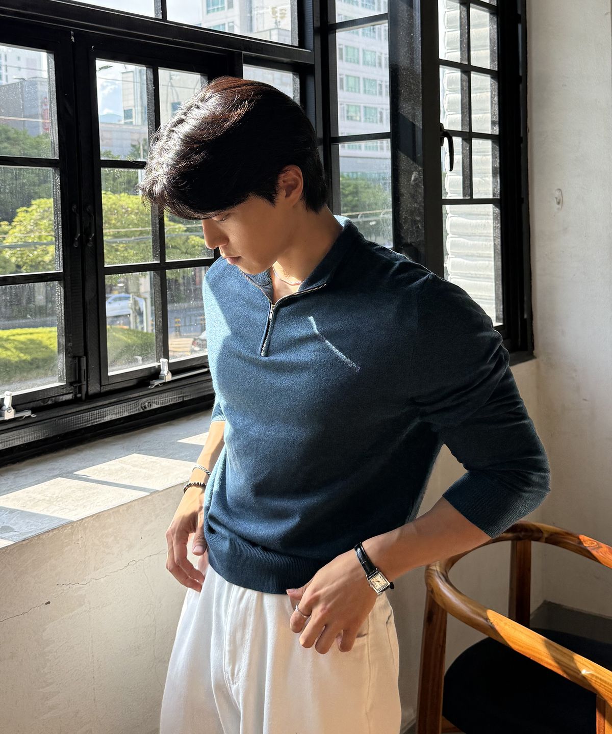 더니트컴퍼니(THEKNITCOMPANY) [스토커즈 콜라보] 워셔블 에센셜 하프 집업 니트 8color