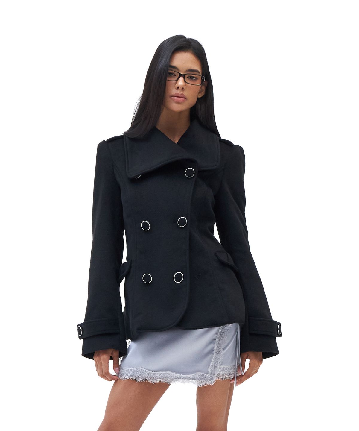 힐다(HILLDA) Wide Lapel Brushed Jacket [Black]