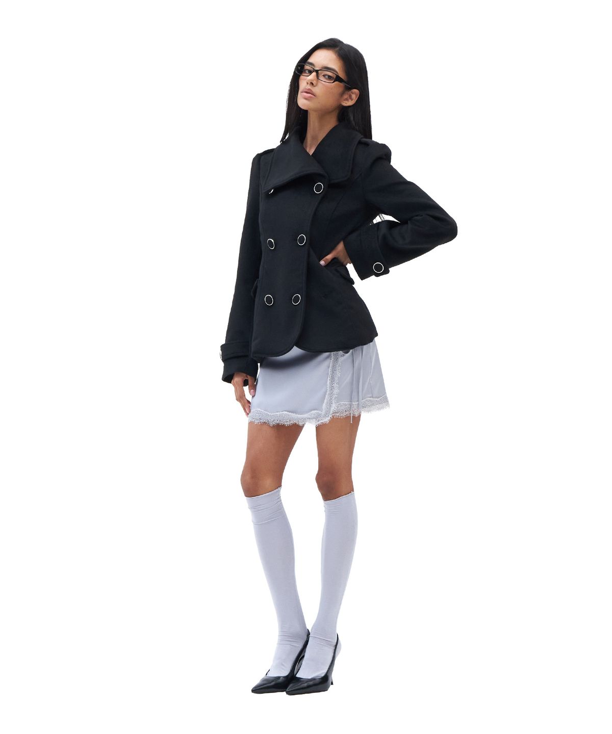 힐다(HILLDA) Wide Lapel Brushed Jacket [Black]