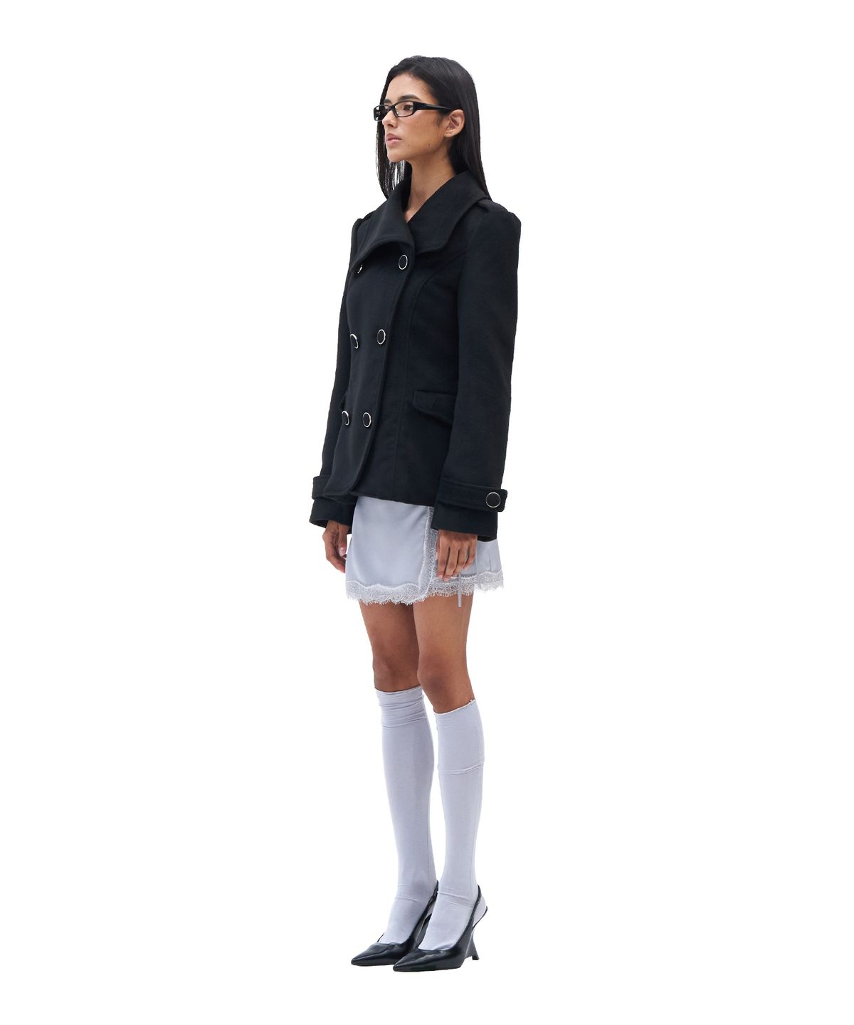 힐다(HILLDA) Wide Lapel Brushed Jacket [Black]