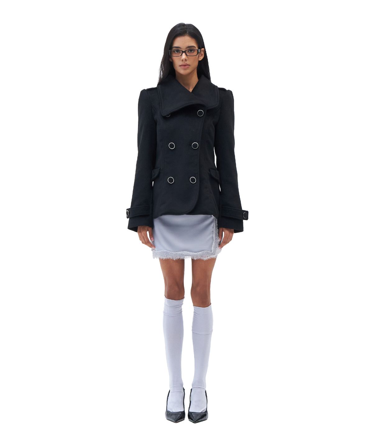 힐다(HILLDA) Wide Lapel Brushed Jacket [Black]
