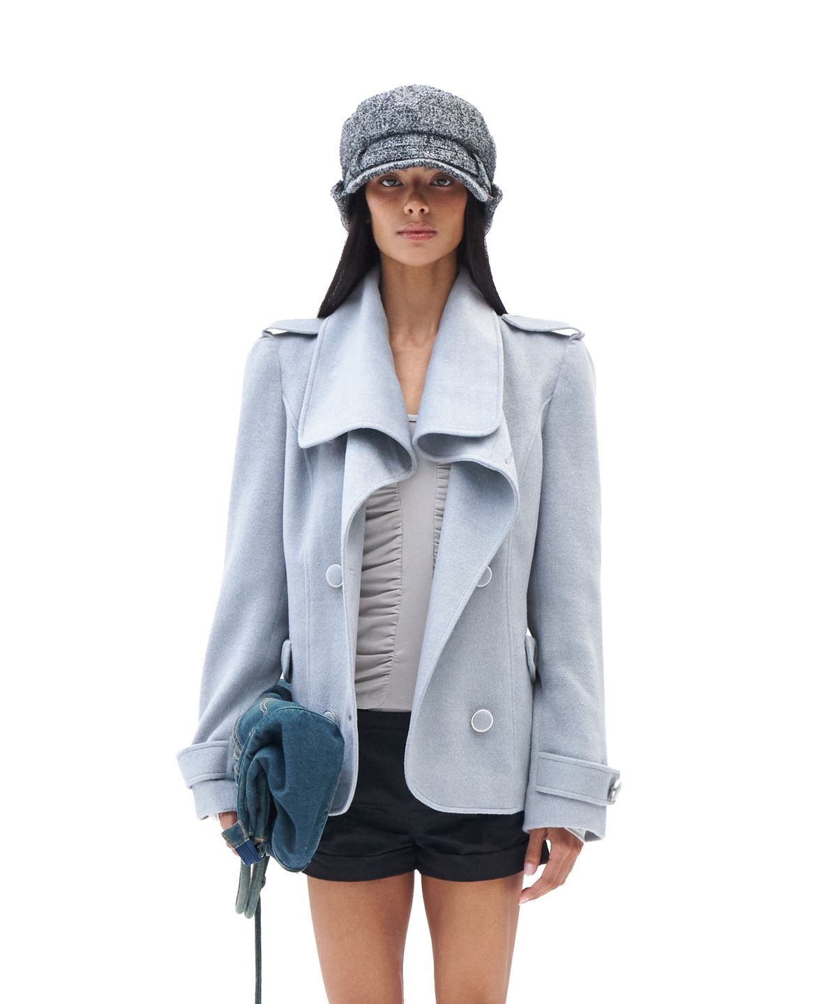 힐다(HILLDA) Wide Lapel Brushed Jacket [Gray]