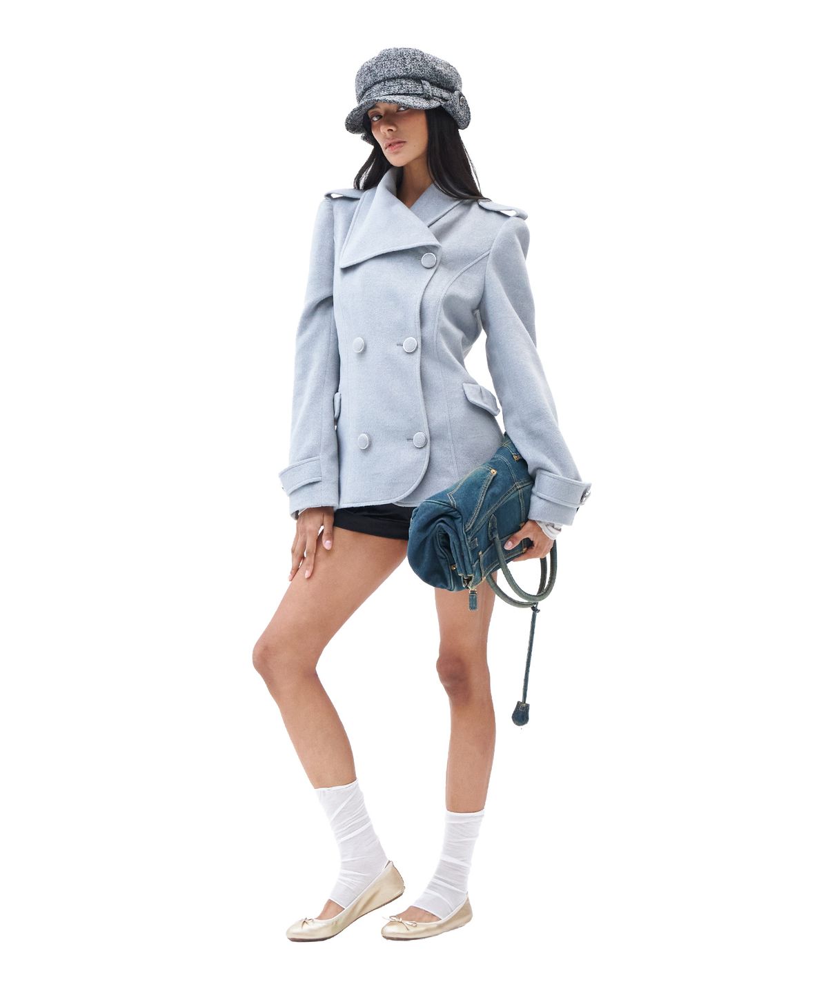 힐다(HILLDA) Wide Lapel Brushed Jacket [Gray]