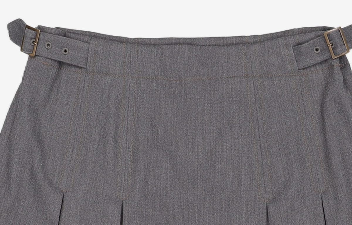 쟈습(J'ASP) Classic Belt Pleats Skirt (Gray) M