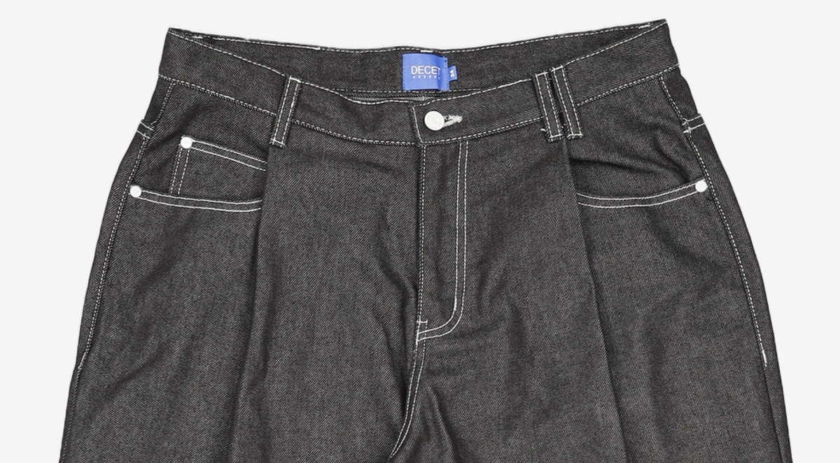 데케트(DECET) Deep Pleats Wide Jeans DCPT030Black 34