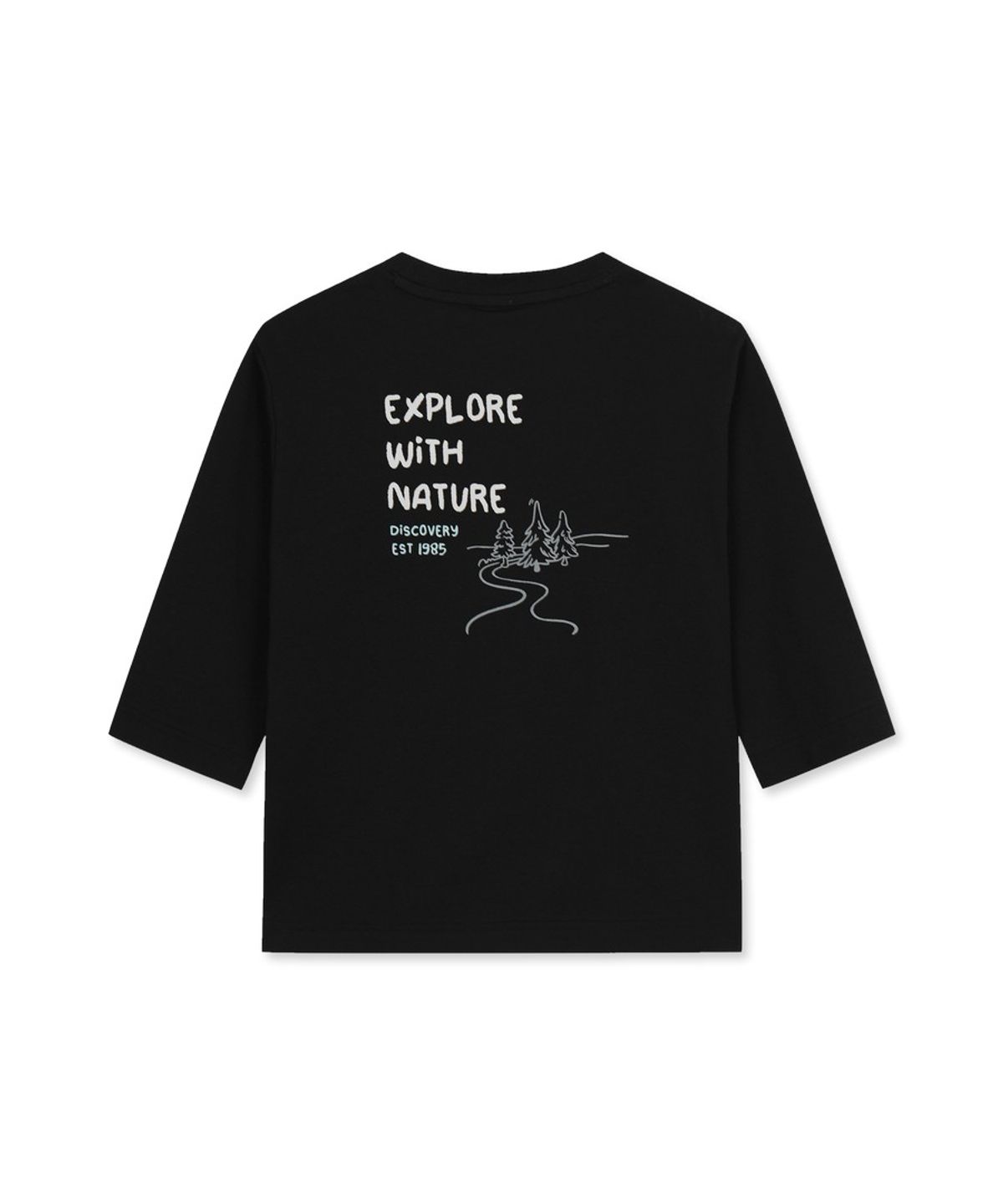 디스커버리 키즈(DISCOVERY KIDS) 키즈 7부 세미오버핏 긴팔티 (BLACK)