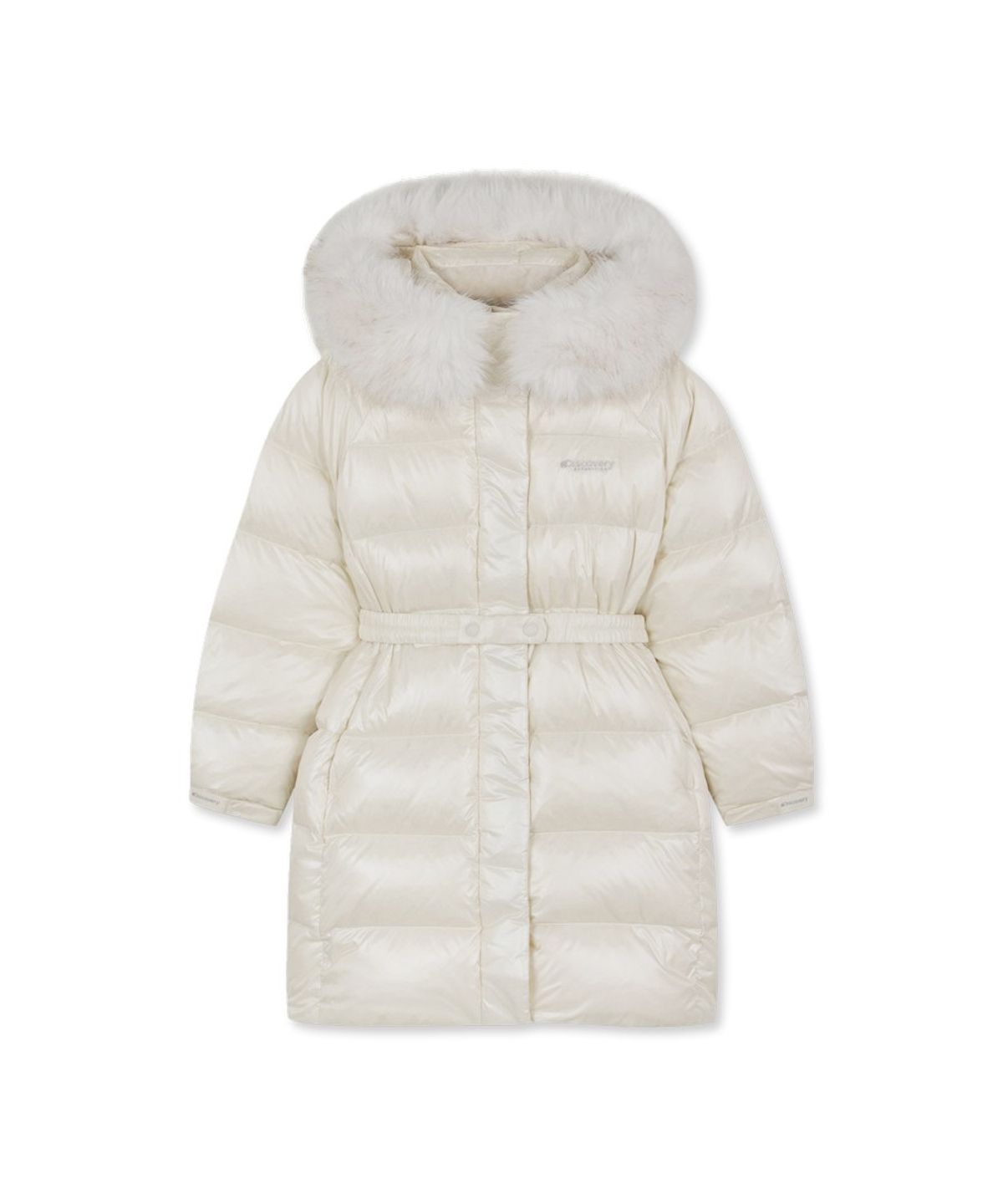 디스커버리 키즈(DISCOVERY KIDS) 여아 레니아 퍼 글로시 구스다운 롱패딩 (IVORY)