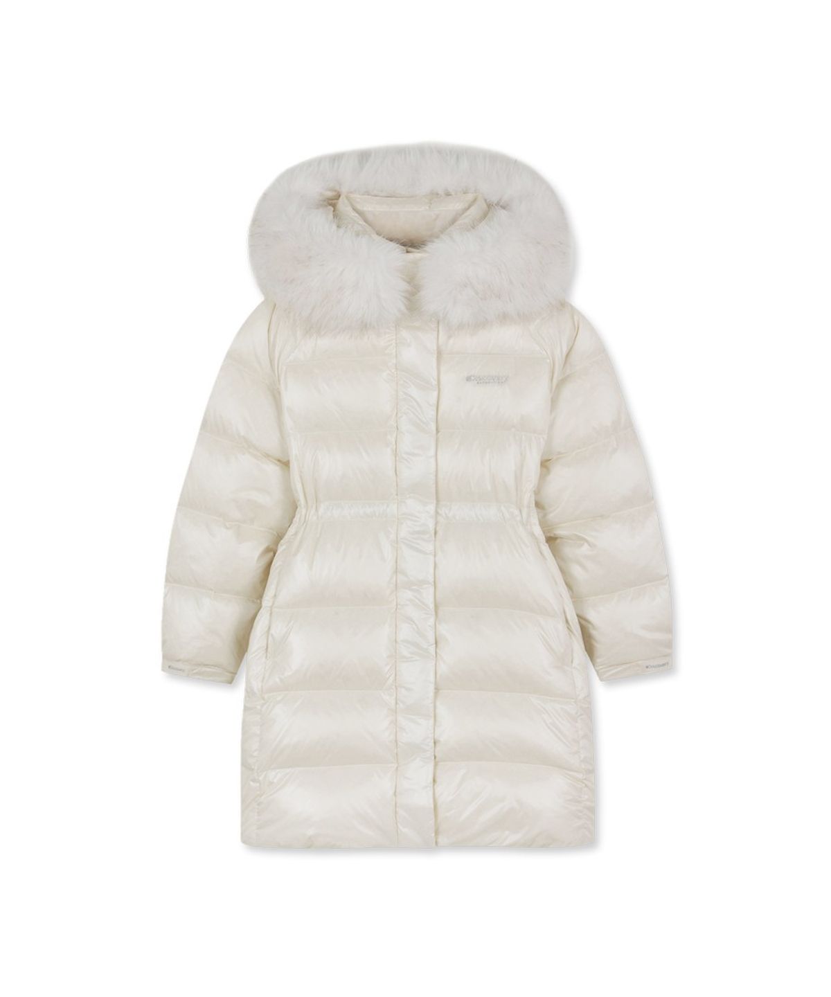 디스커버리 키즈(DISCOVERY KIDS) 여아 레니아 퍼 글로시 구스다운 롱패딩 (IVORY)