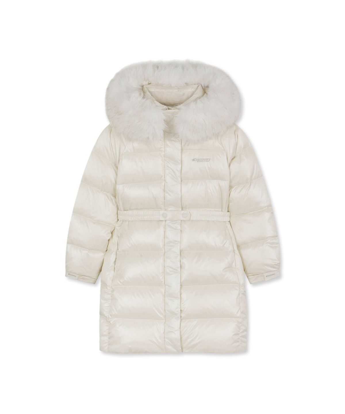 디스커버리 키즈(DISCOVERY KIDS) 여아 레니아 퍼 글로시 구스다운 롱패딩 (IVORY)