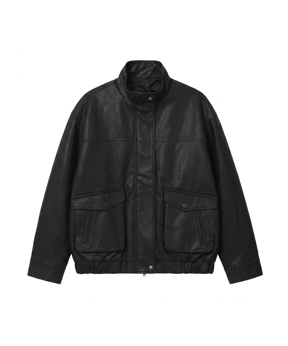 레더리(LEATHERY) 하이넥 레더 블루종 자켓 [BLACK]