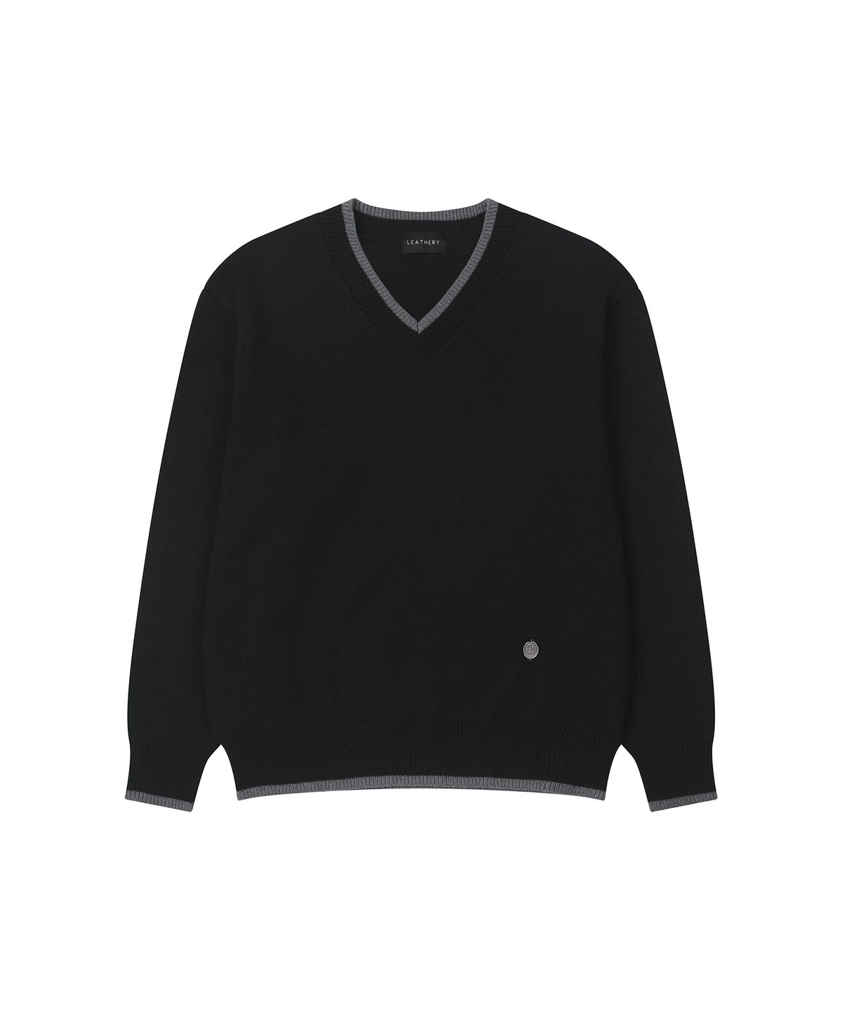 레더리(LEATHERY) 코지 브이넥 니트 풀오버 [BLACK]