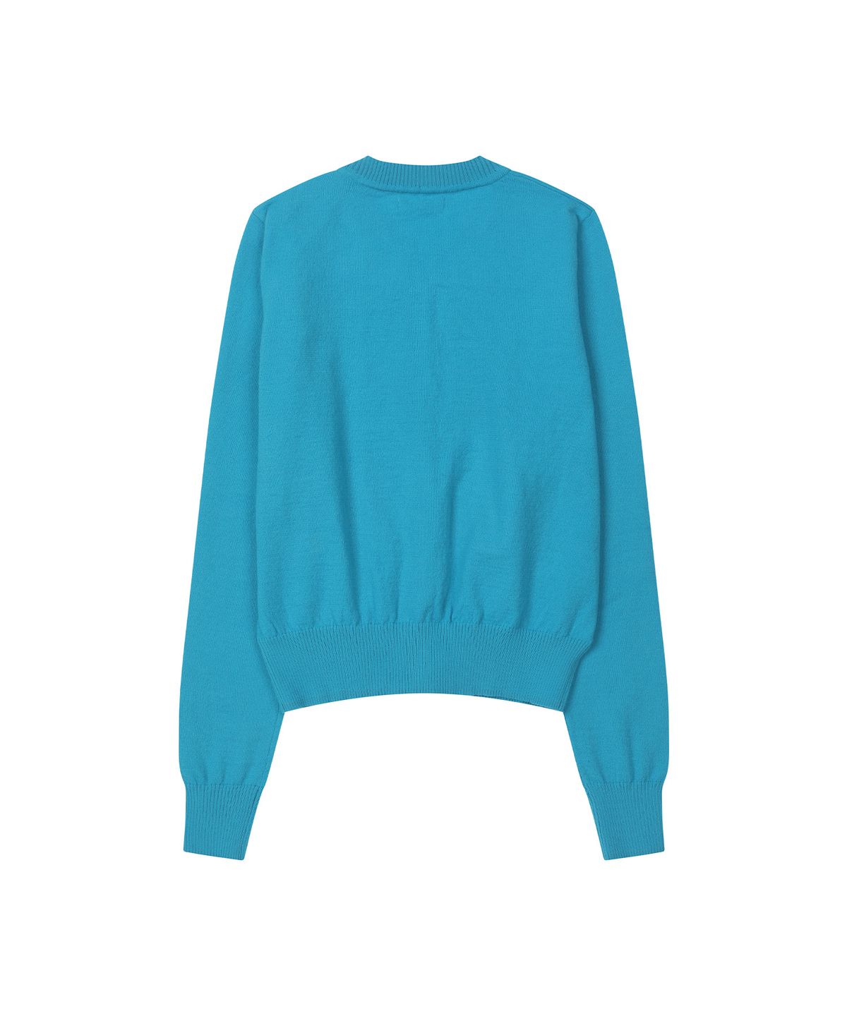 레더리(LEATHERY) 소프트 라운드넥 니트 가디건 [TEAL BLUE]