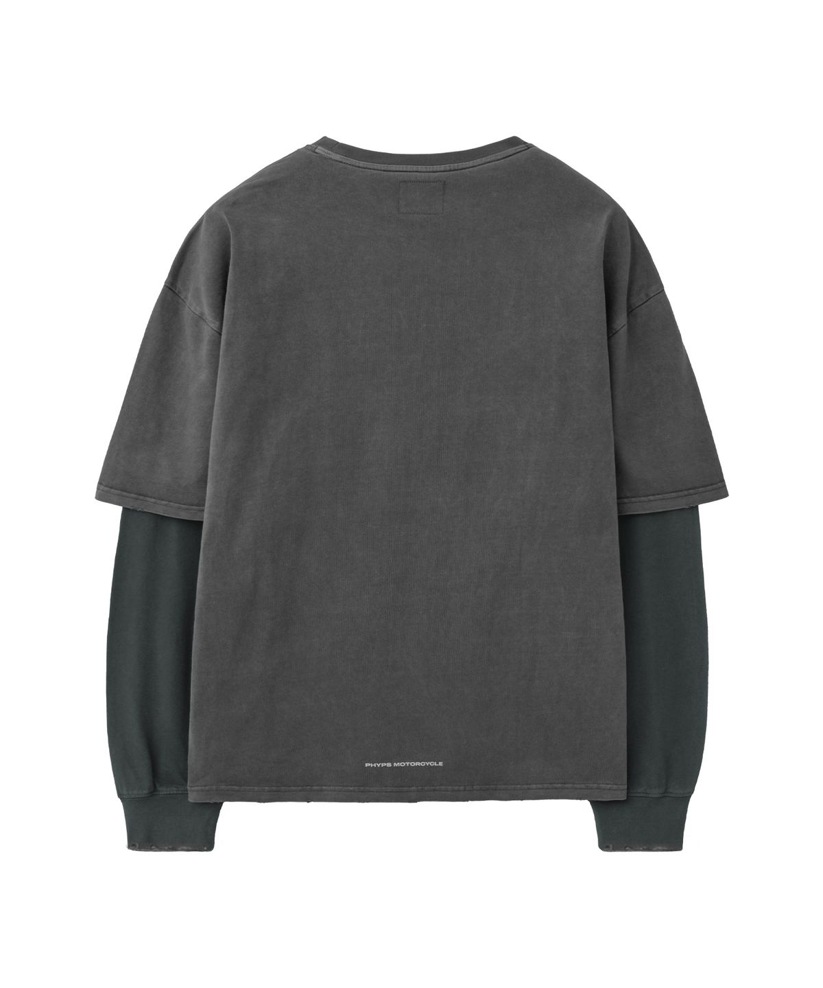 핍스 모터사이클(PHYPS MOTORCYCLE) Pigment Old Logo Layered Long Sleeve Black