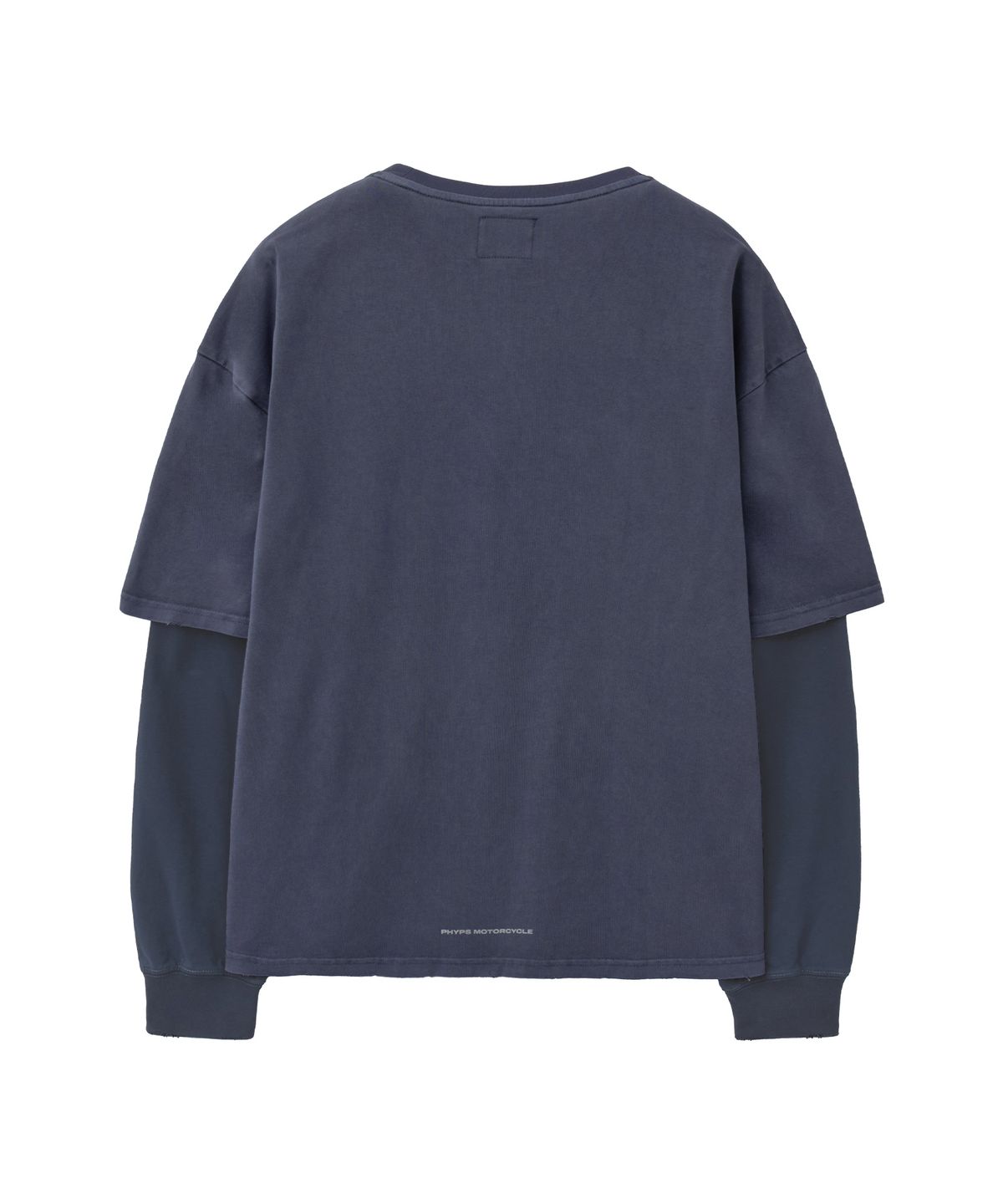 핍스 모터사이클(PHYPS MOTORCYCLE) Pigment Old Logo Layered Long Sleeve Navy