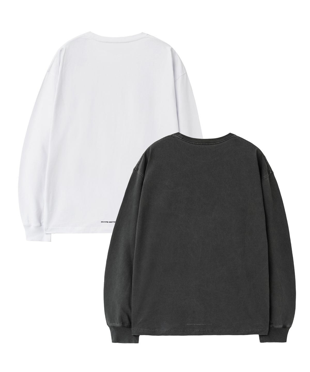 핍스 모터사이클(PHYPS MOTORCYCLE) [2Pack] Pigment Small Wing Logo Long Sleeve Charcoal