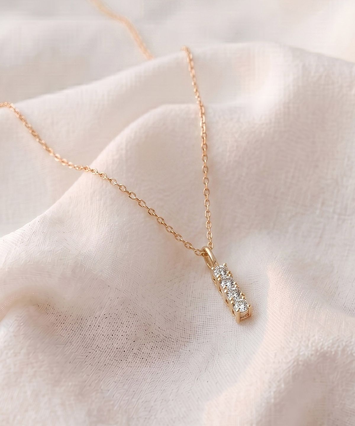 엘렌쥬얼리(HELENE JEWELRY) 14K 18K 쿼드러플 랩 다이아몬드 미니 스틱 체인 금 목걸이