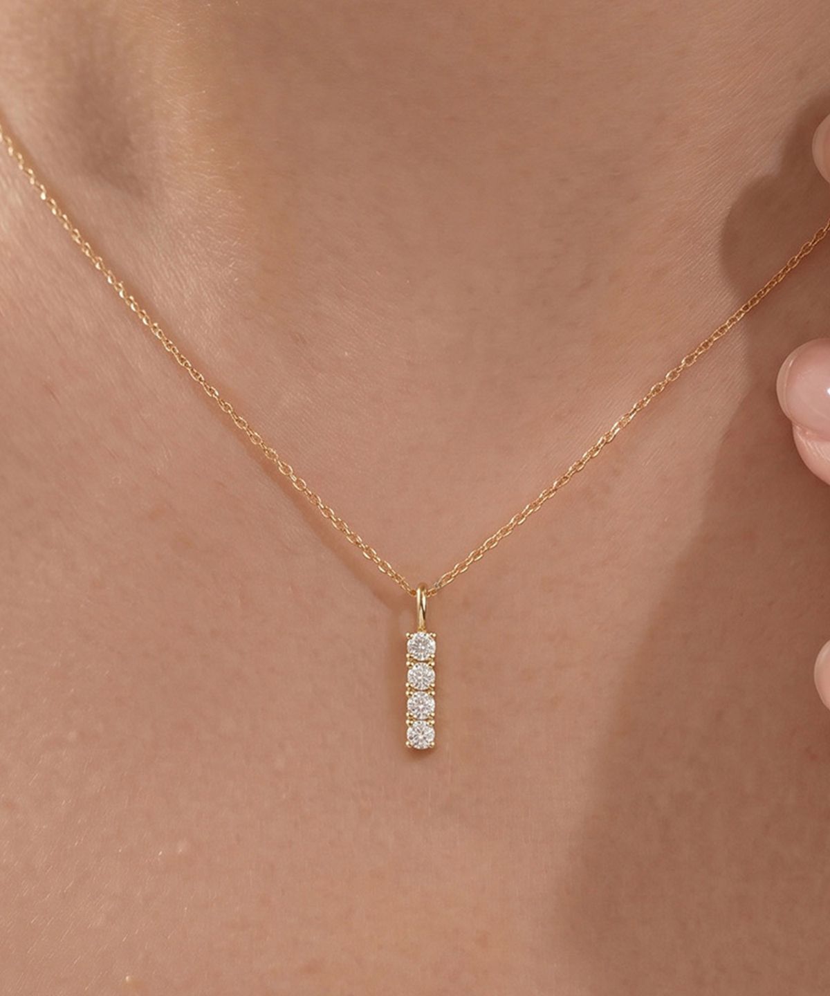 엘렌쥬얼리(HELENE JEWELRY) 14K 18K 쿼드러플 랩 다이아몬드 미니 스틱 체인 금 목걸이