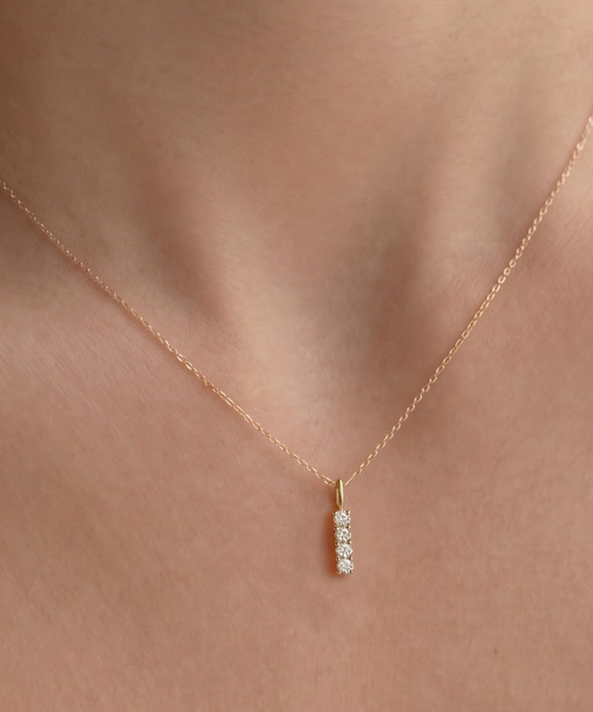 엘렌쥬얼리(HELENE JEWELRY) 14K 18K 쿼드러플 랩 다이아몬드 미니 스틱 체인 금 목걸이