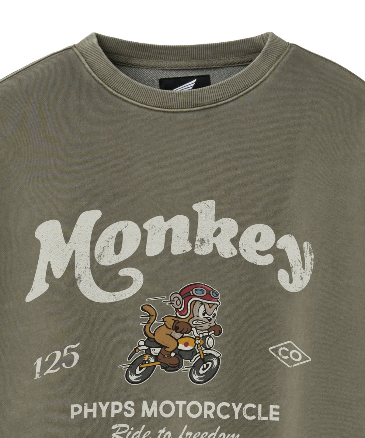 핍스 모터사이클(PHYPS MOTORCYCLE) Pigment Monkey 125 Sweatshirt Olive