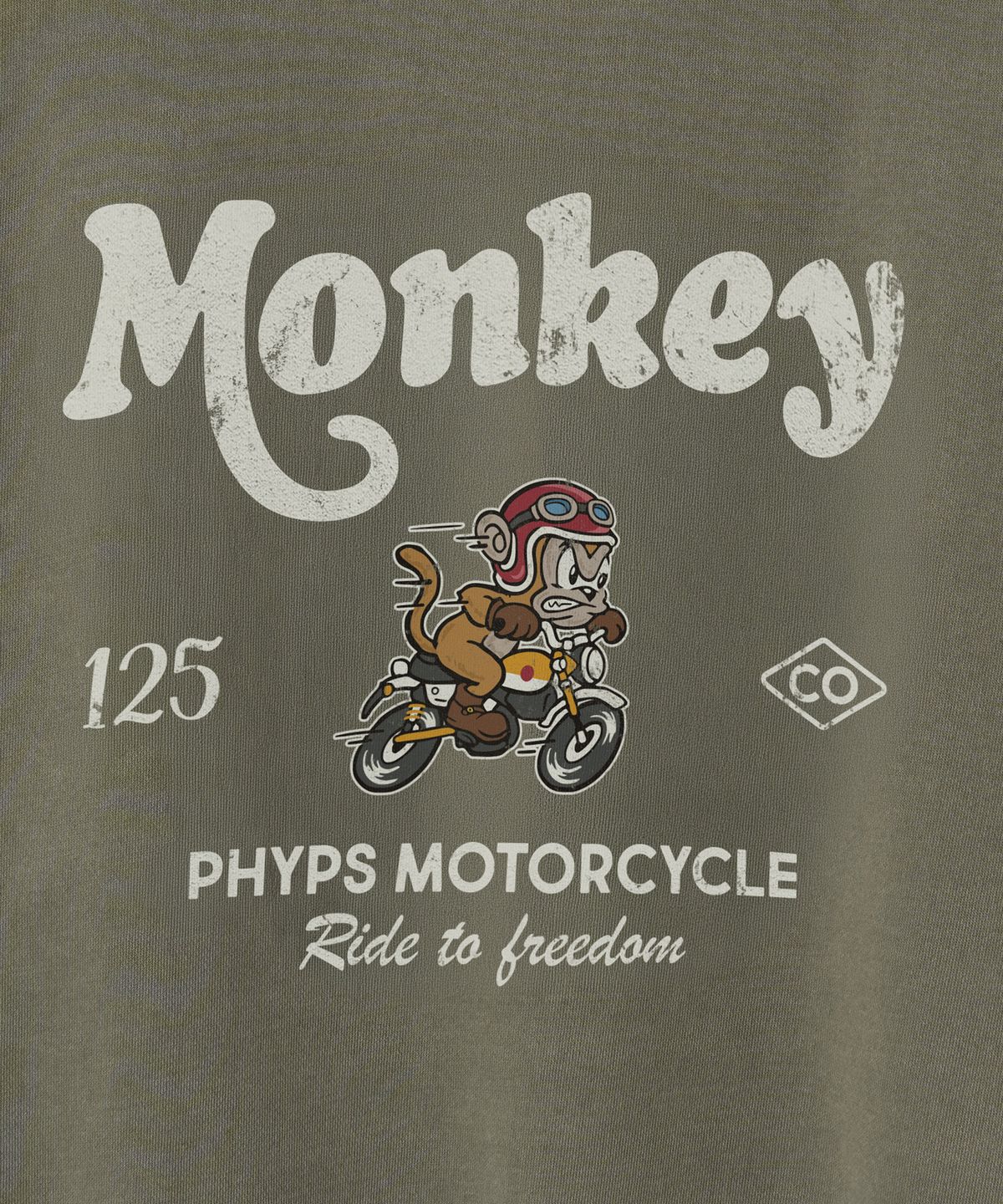 핍스 모터사이클(PHYPS MOTORCYCLE) Pigment Monkey 125 Sweatshirt Olive