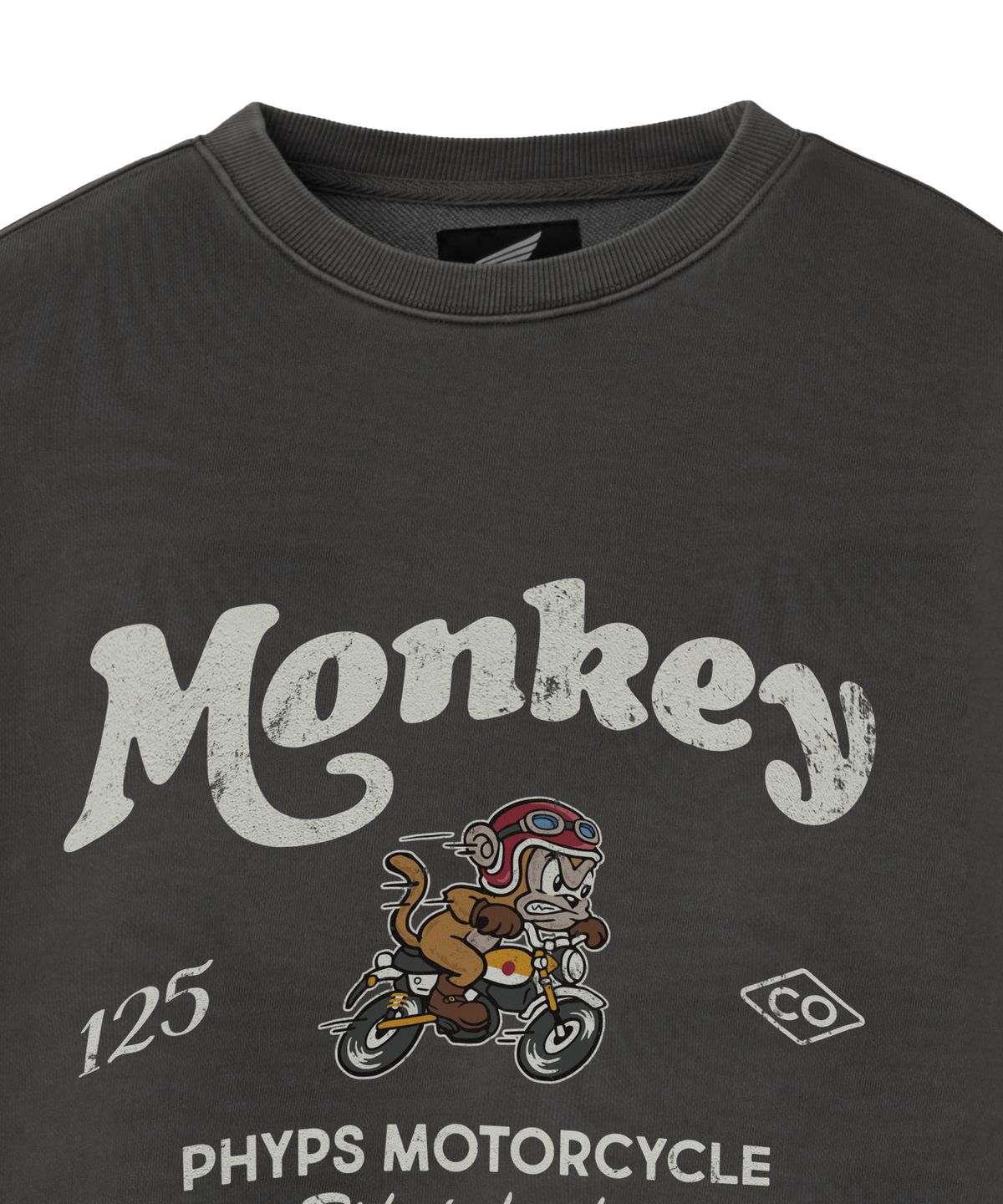 핍스 모터사이클(PHYPS MOTORCYCLE) Pigment Monkey 125 Sweatshirt Charcoal