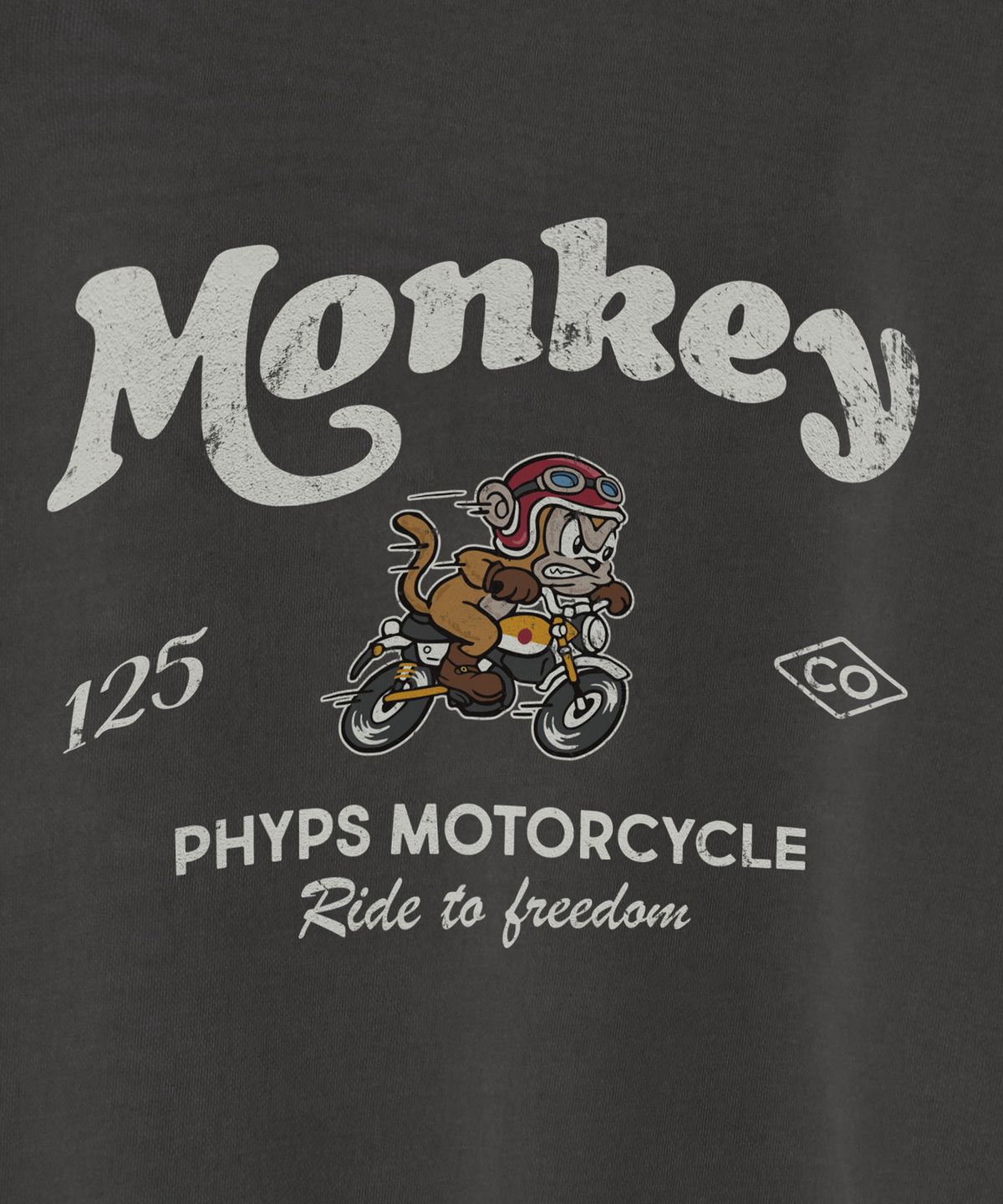 핍스 모터사이클(PHYPS MOTORCYCLE) Pigment Monkey 125 Sweatshirt Charcoal