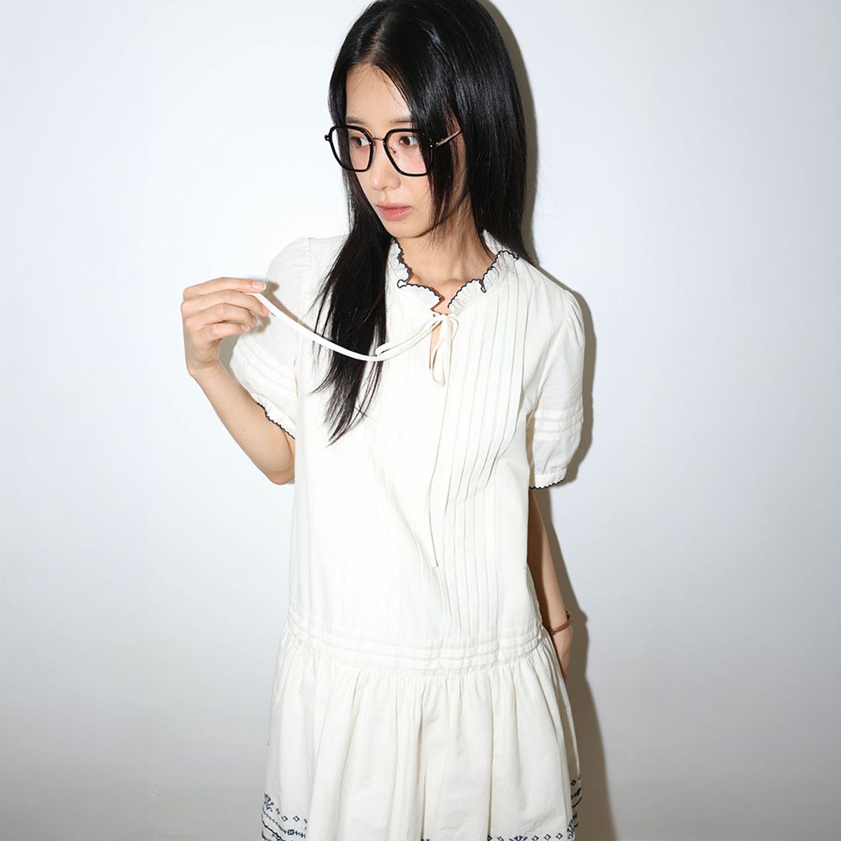 던드롭(DUNDROP) DD_Pintuck tiered babydoll dress