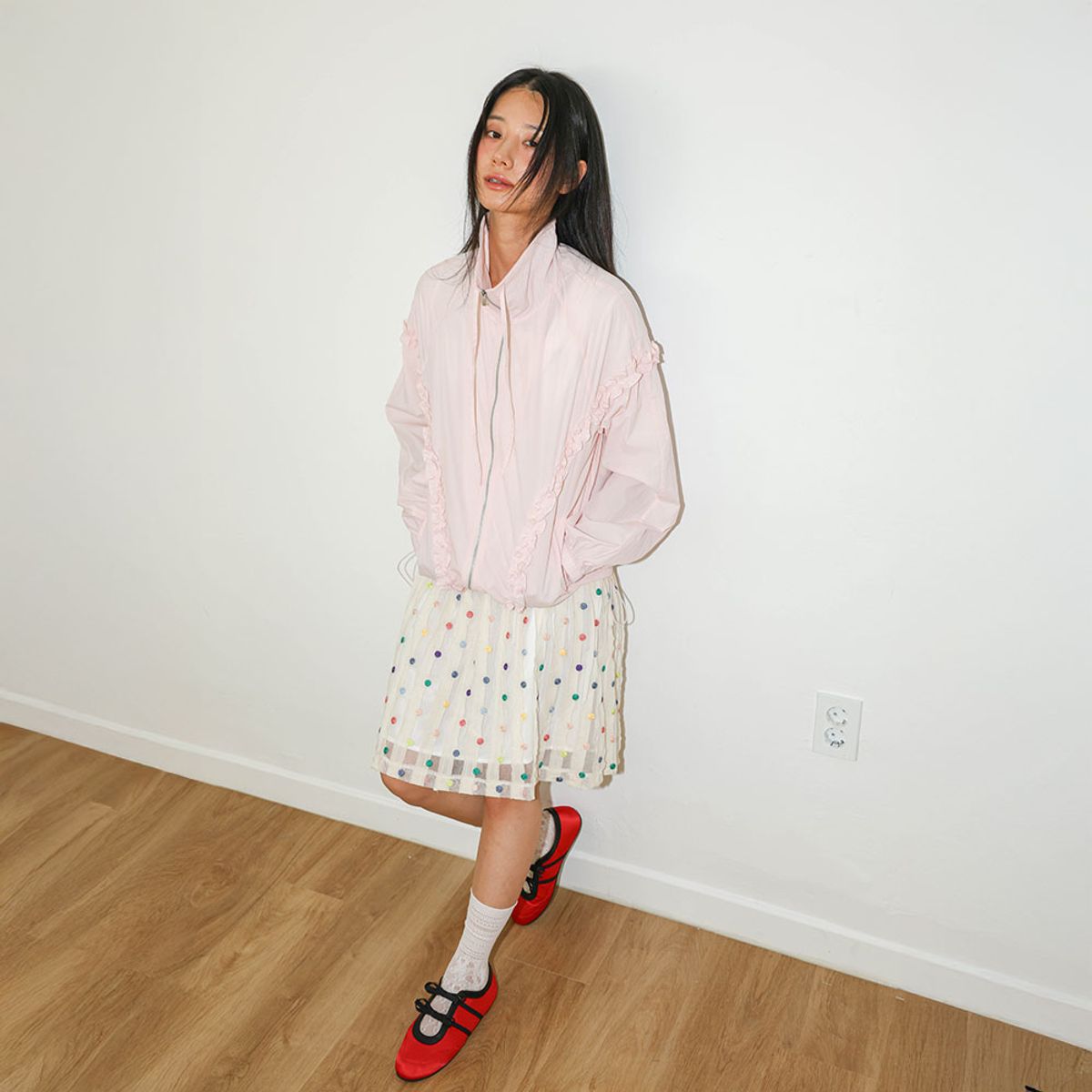 던드롭(DUNDROP) DD_Color polka dot skirt