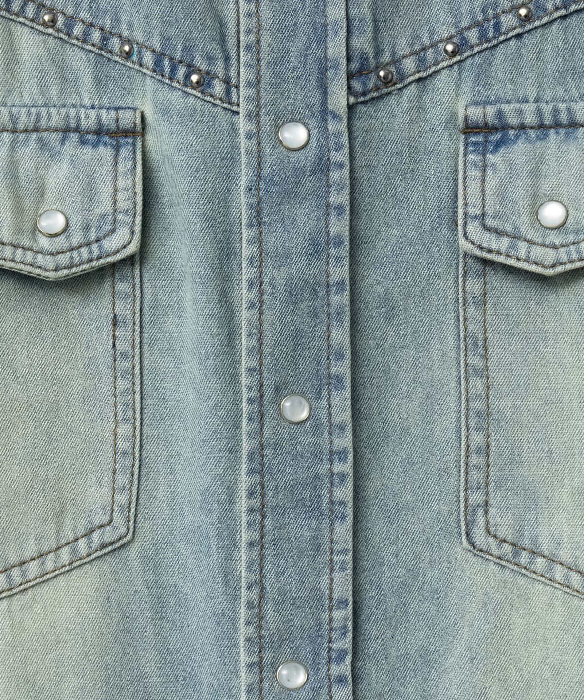 핍스 모터사이클(PHYPS MOTORCYCLE) Washed Denim Western Shirt Light Blue