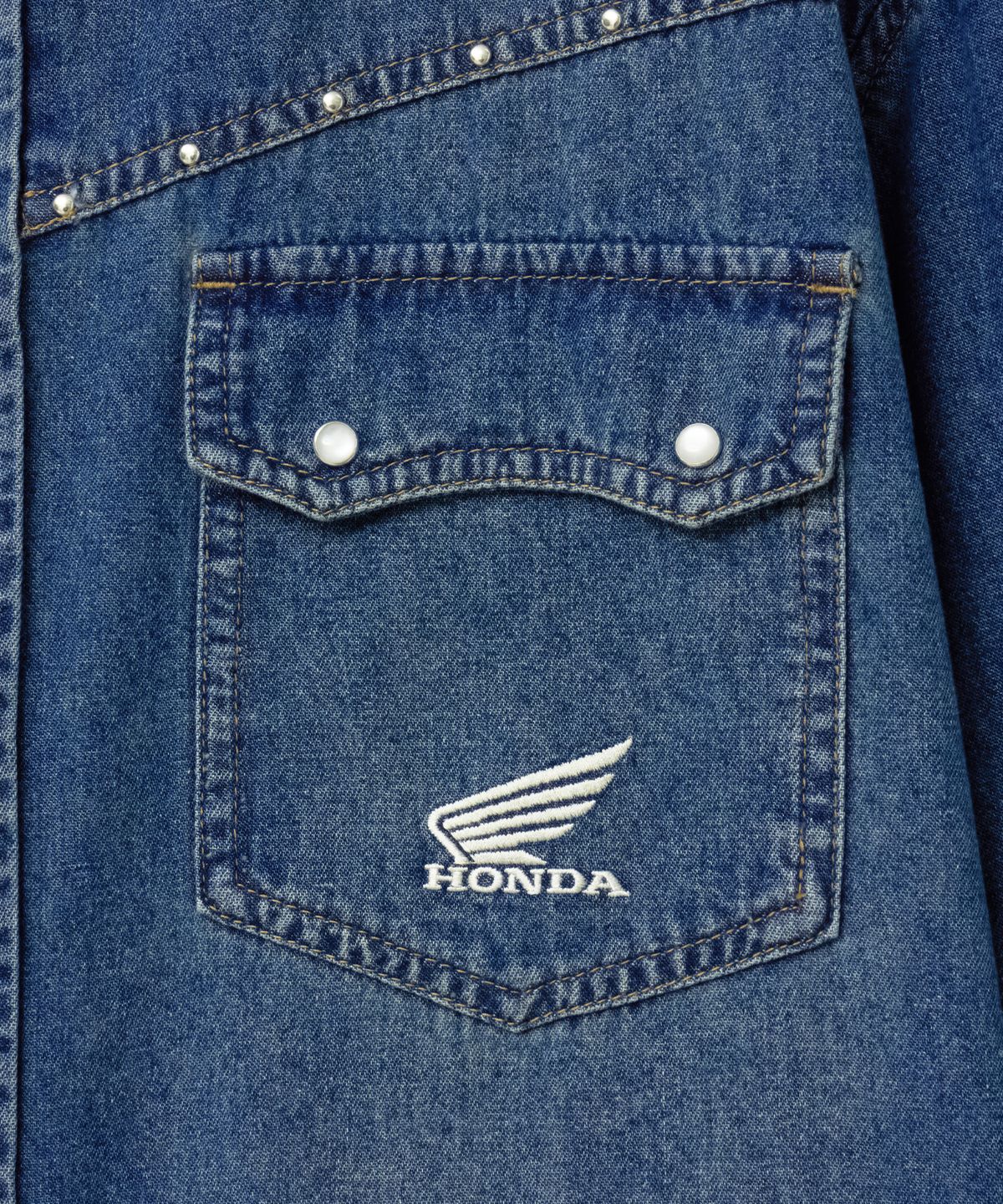 핍스 모터사이클(PHYPS MOTORCYCLE) Washed Denim Western Shirt Navy