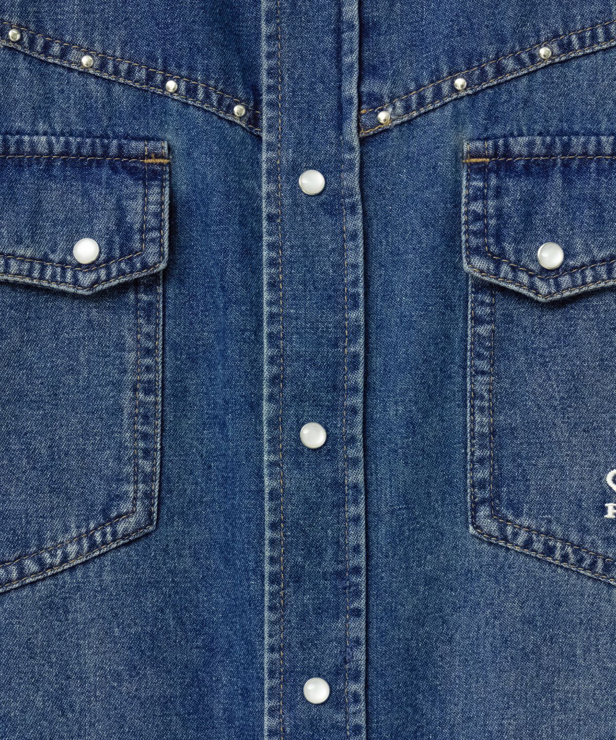 핍스 모터사이클(PHYPS MOTORCYCLE) Washed Denim Western Shirt Navy