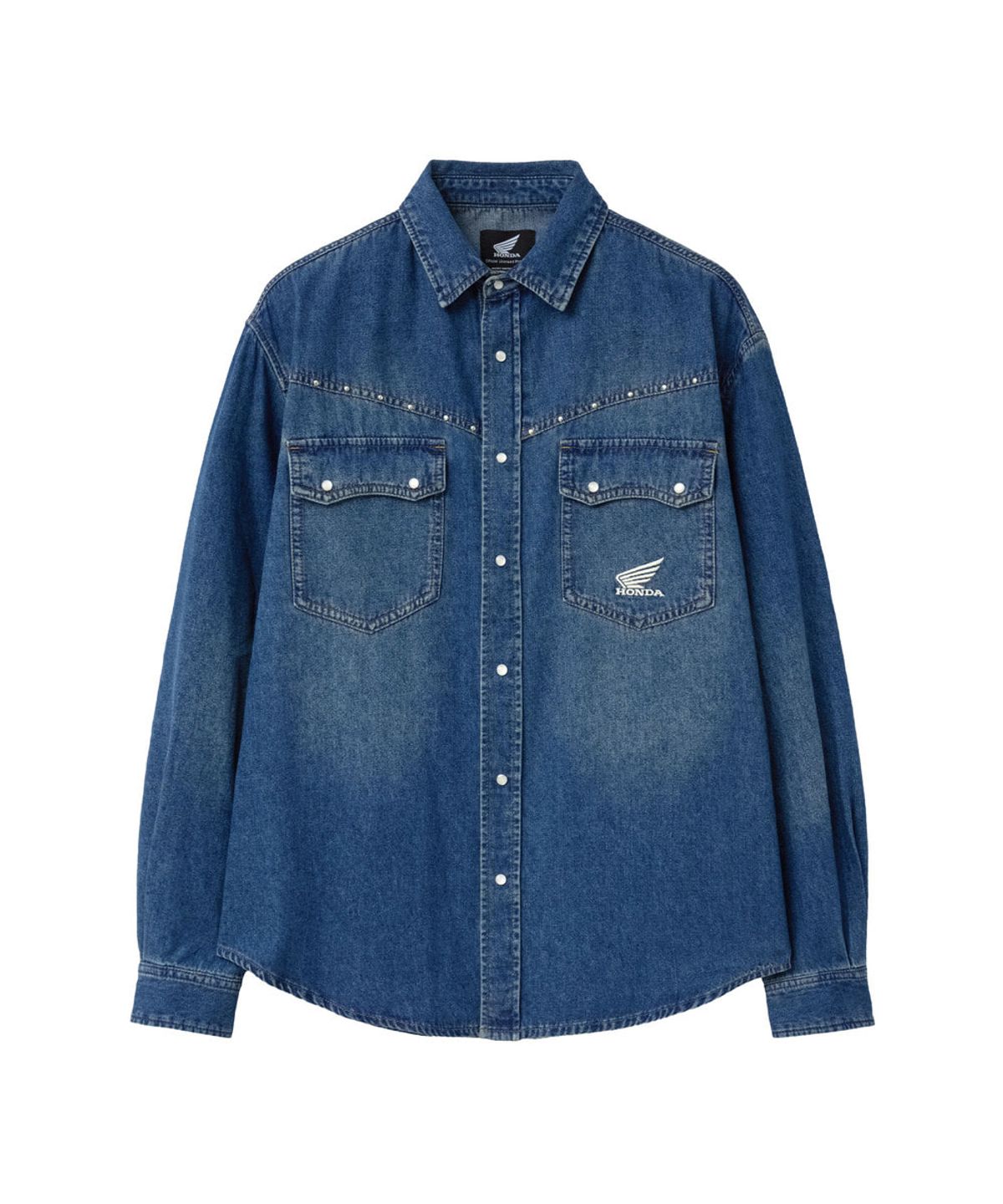 핍스 모터사이클(PHYPS MOTORCYCLE) Washed Denim Western Shirt Navy