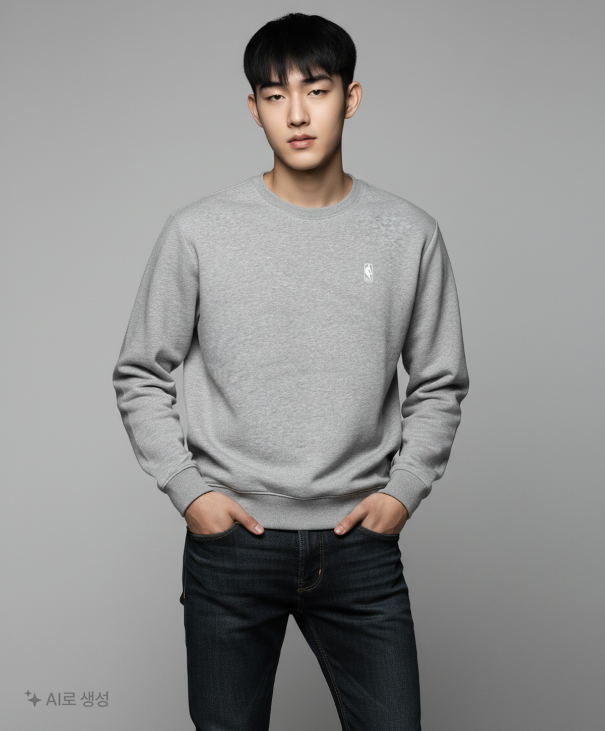 엔비에이(NBA) 스몰로고 맨투맨 멜란지 그레이 XXL