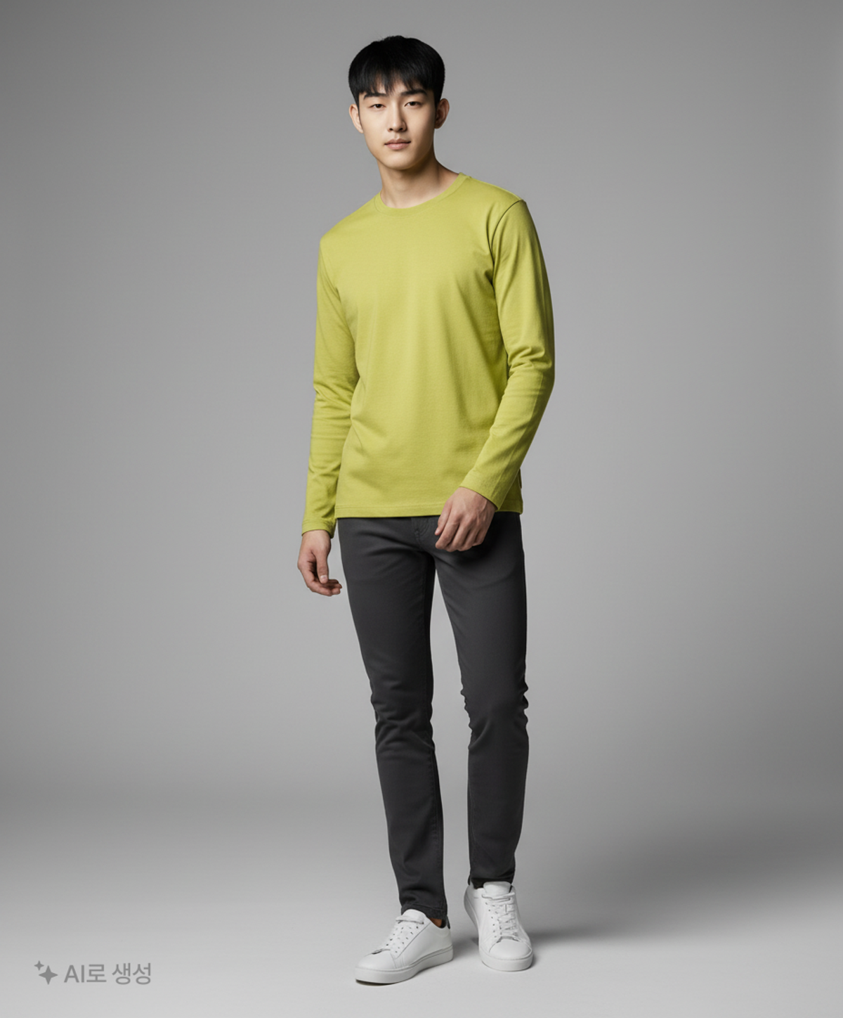 무신사 스탠다드(MUSINSA STANDARD) 베이식 긴팔 티셔츠 [아보카도] L