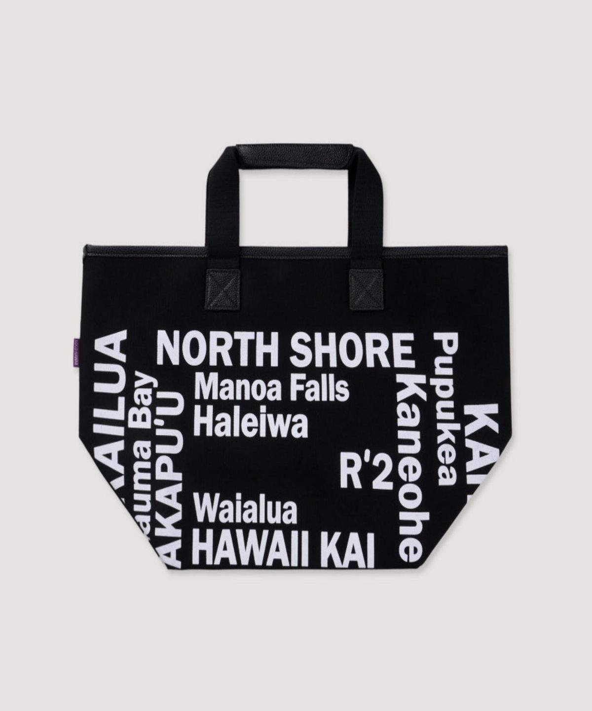 로코하와이(LOCO HAWAII) 로고이리 올블랙 캔버스 쇼퍼백