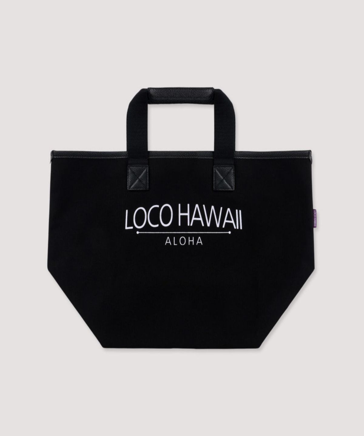 로코하와이(LOCO HAWAII) 로고이리 올블랙 캔버스 쇼퍼백