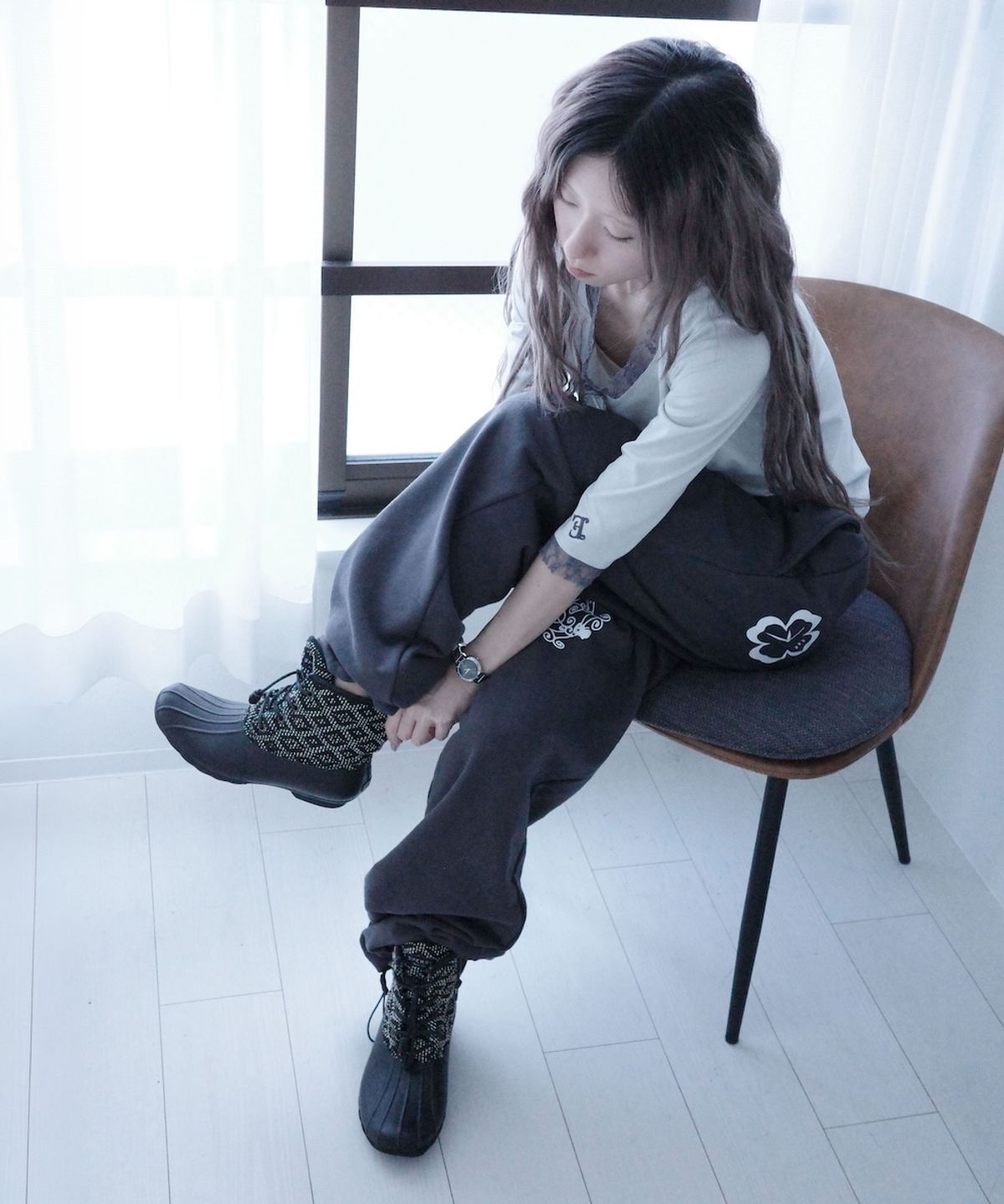 이스페이스(EEESPACE) Web E Clover Pants (Washed Gray)