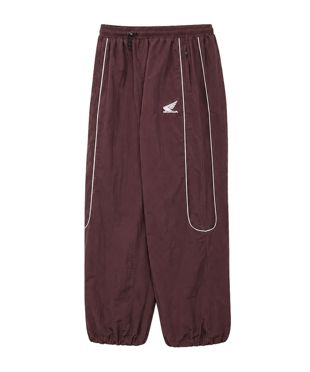 핍스 모터사이클(PHYPS MOTORCYCLE) [김간지 X 핍스 모터사이클] Basic Logo Nylon Track Pants Burgundy