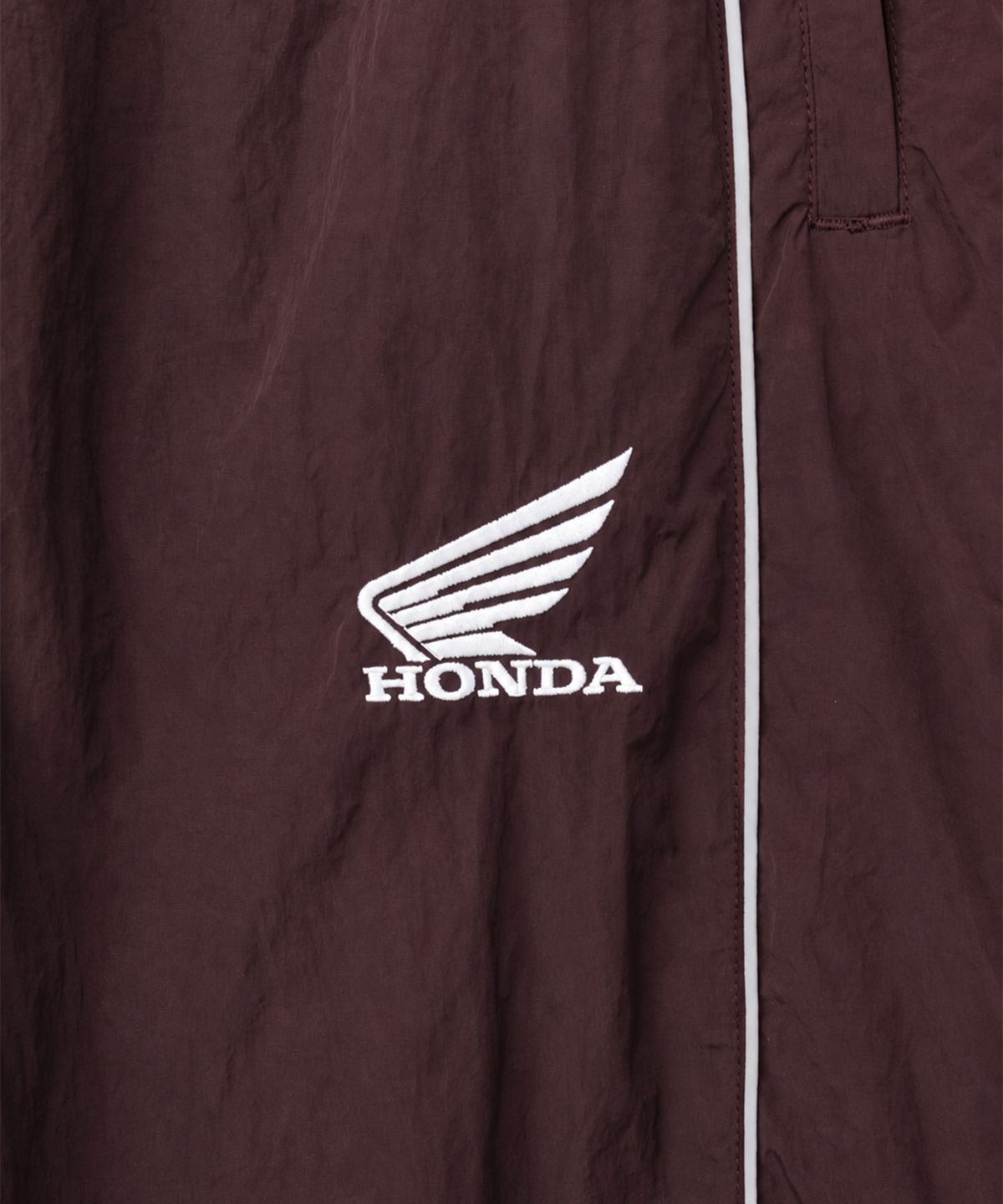 핍스 모터사이클(PHYPS MOTORCYCLE) [김간지 X 핍스 모터사이클] Basic Logo Nylon Track Pants Burgundy