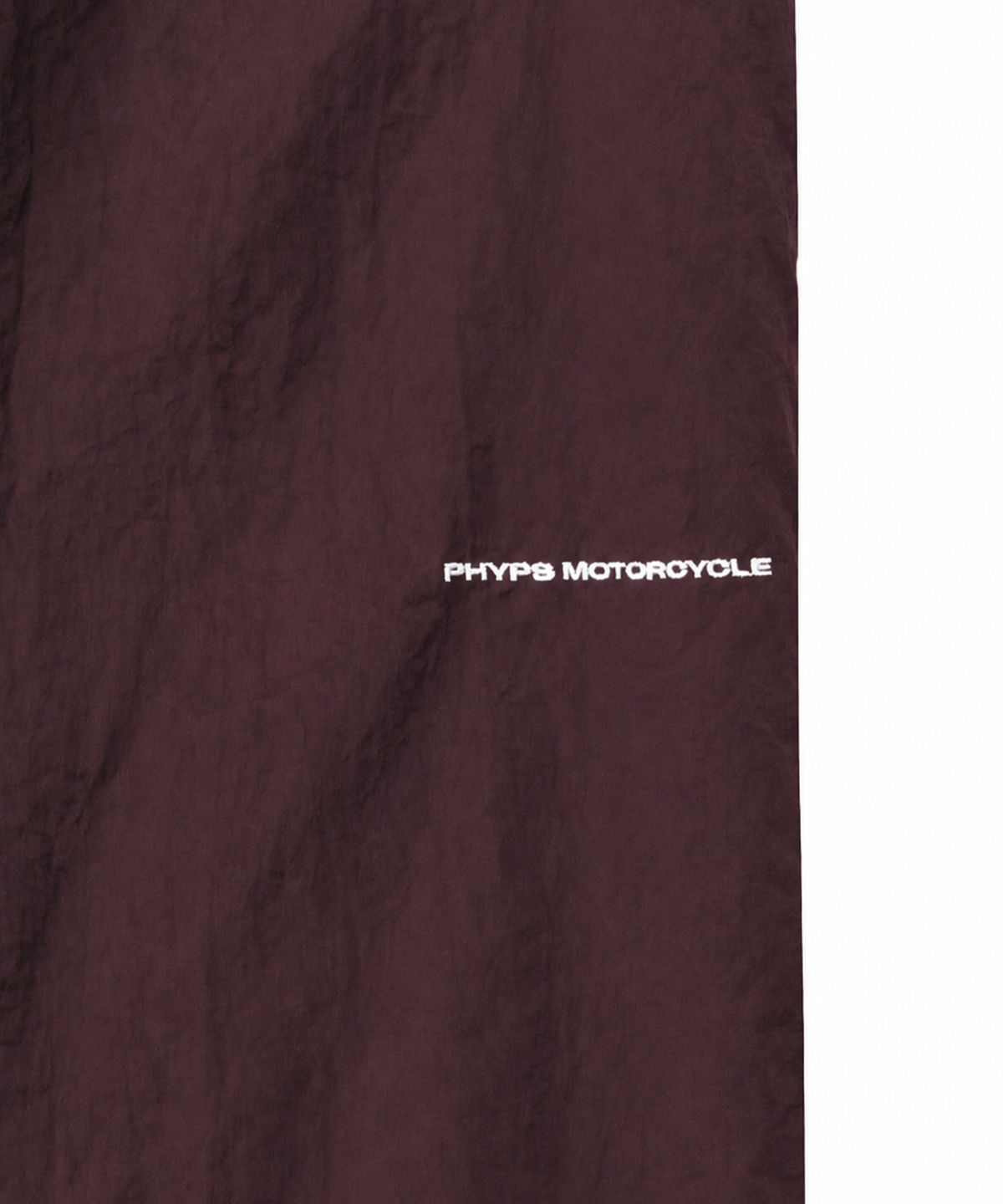 핍스 모터사이클(PHYPS MOTORCYCLE) [김간지 X 핍스 모터사이클] Basic Logo Nylon Track Pants Burgundy