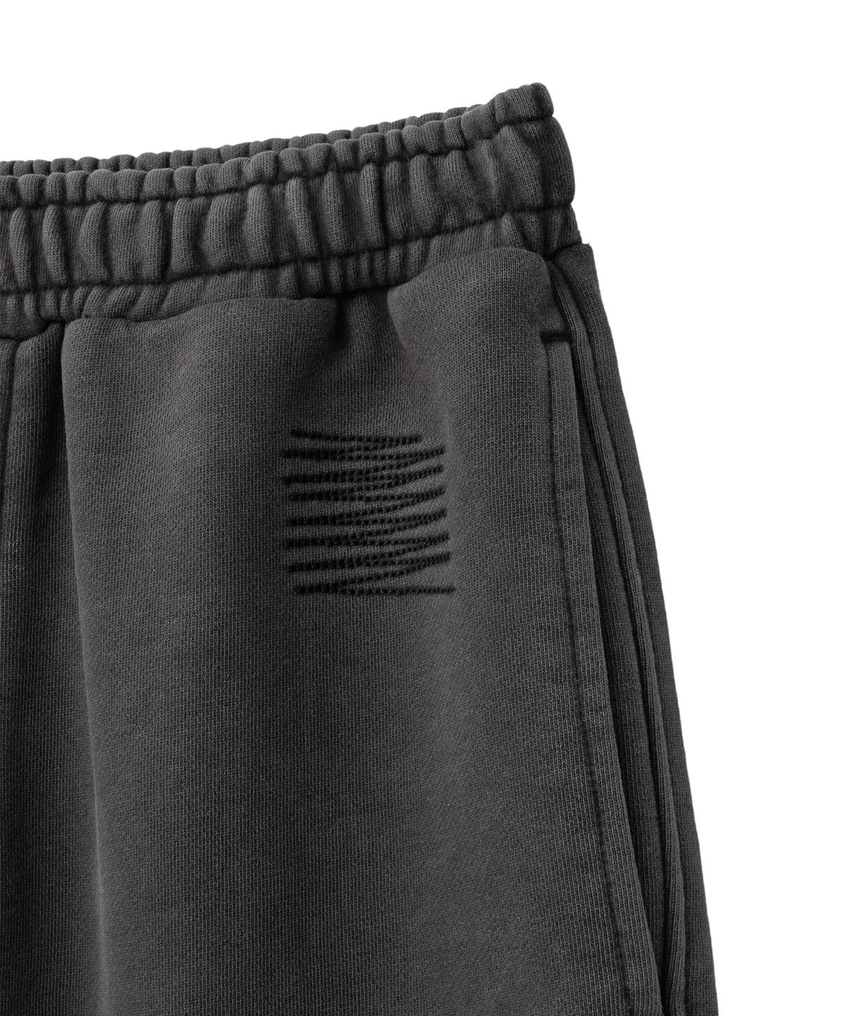 핍스 모터사이클(PHYPS MOTORCYCLE) Pigment Damage Patchwork Sweat Pants Charcoal