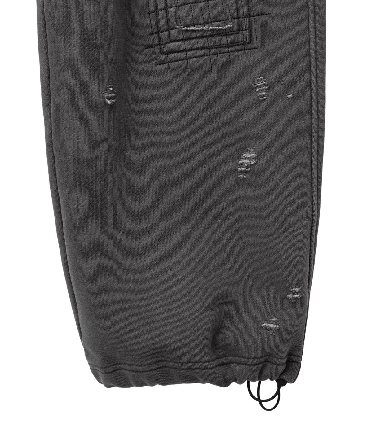 핍스 모터사이클(PHYPS MOTORCYCLE) Pigment Damage Patchwork Sweat Pants Charcoal