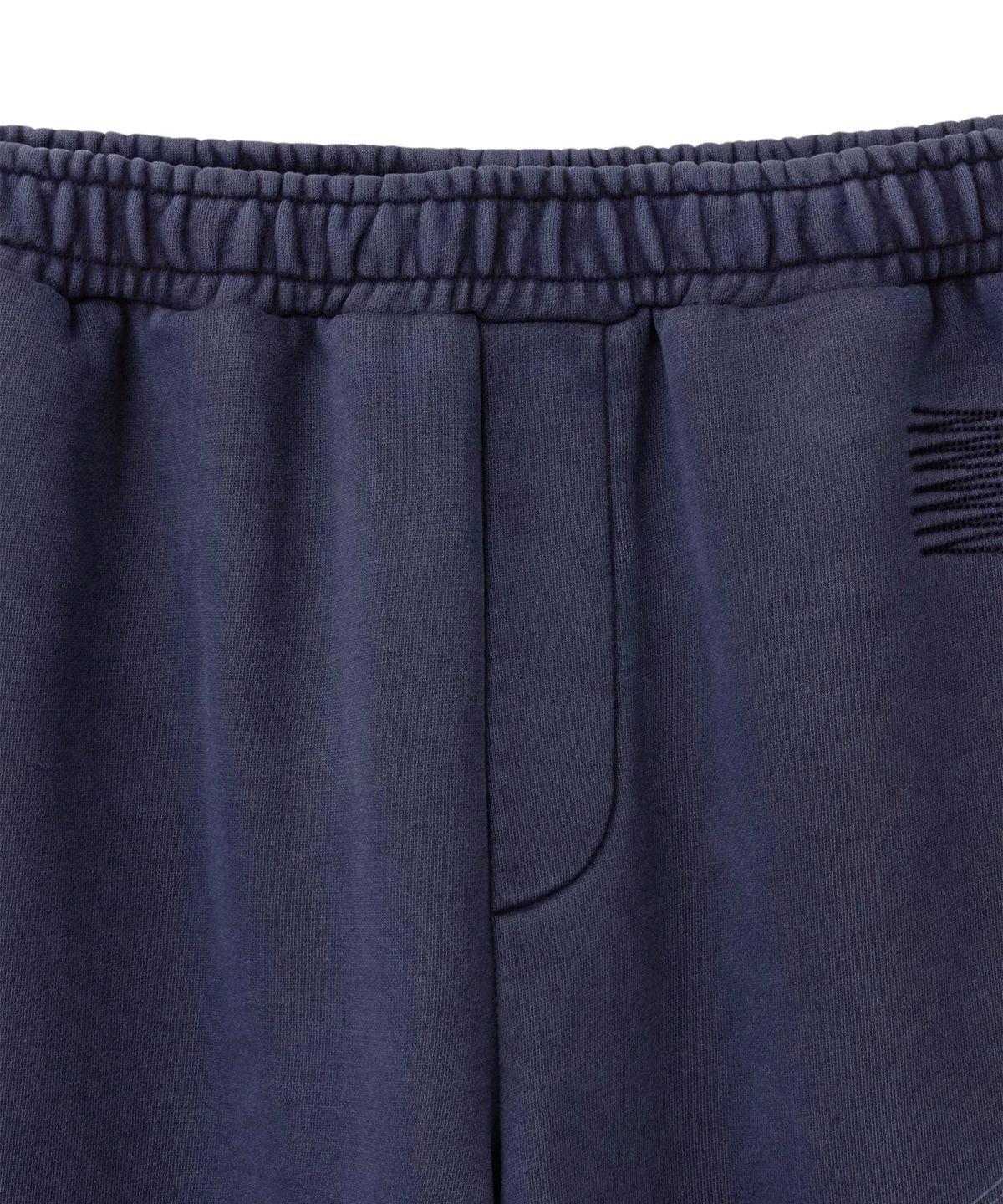 핍스 모터사이클(PHYPS MOTORCYCLE) Pigment Damage Patchwork Sweat Pants Navy