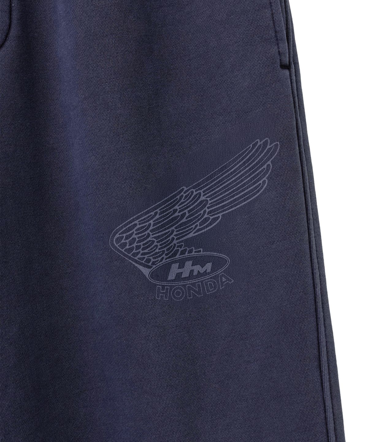 핍스 모터사이클(PHYPS MOTORCYCLE) Pigment Damage Patchwork Sweat Pants Navy
