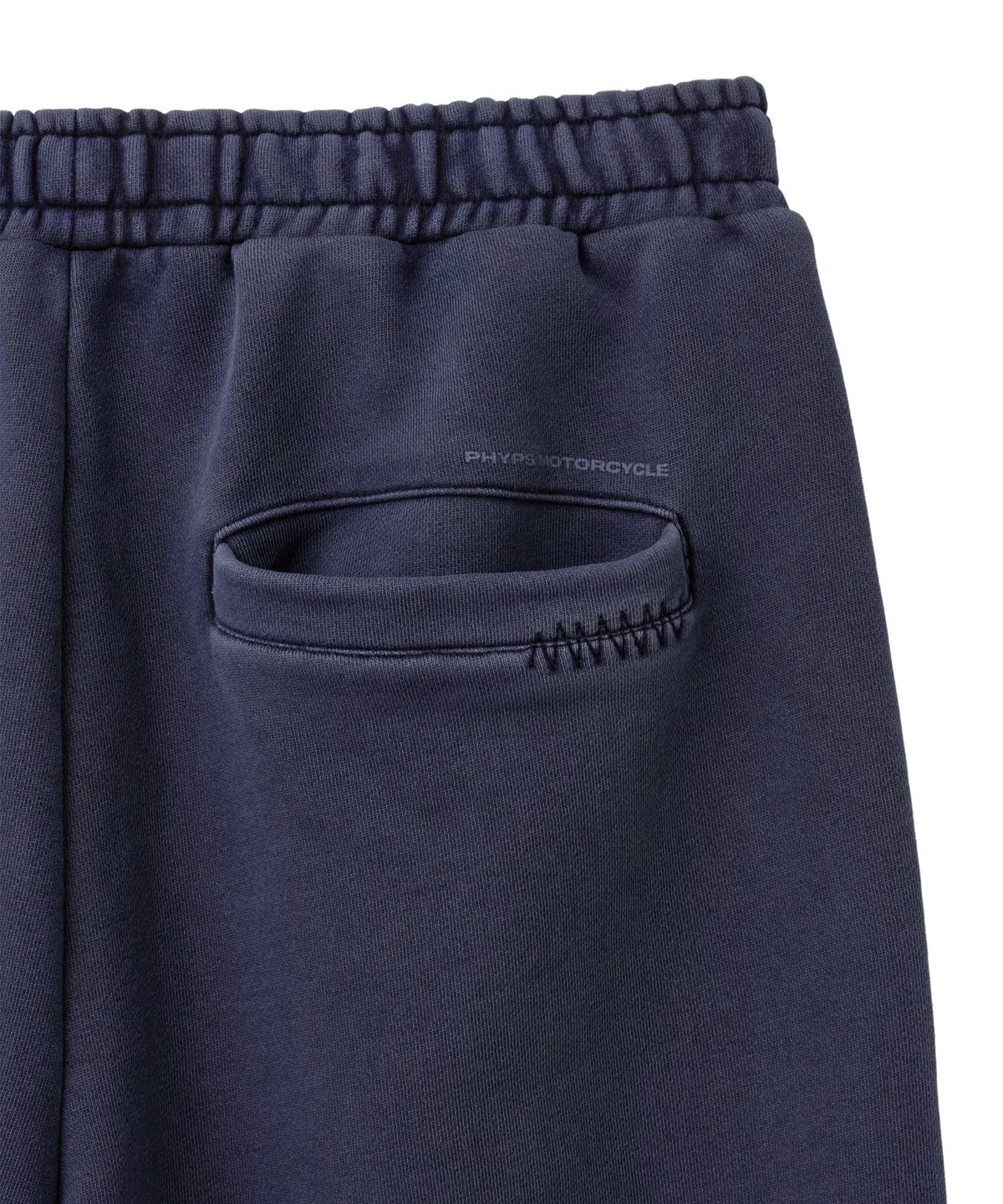핍스 모터사이클(PHYPS MOTORCYCLE) Pigment Damage Patchwork Sweat Pants Navy